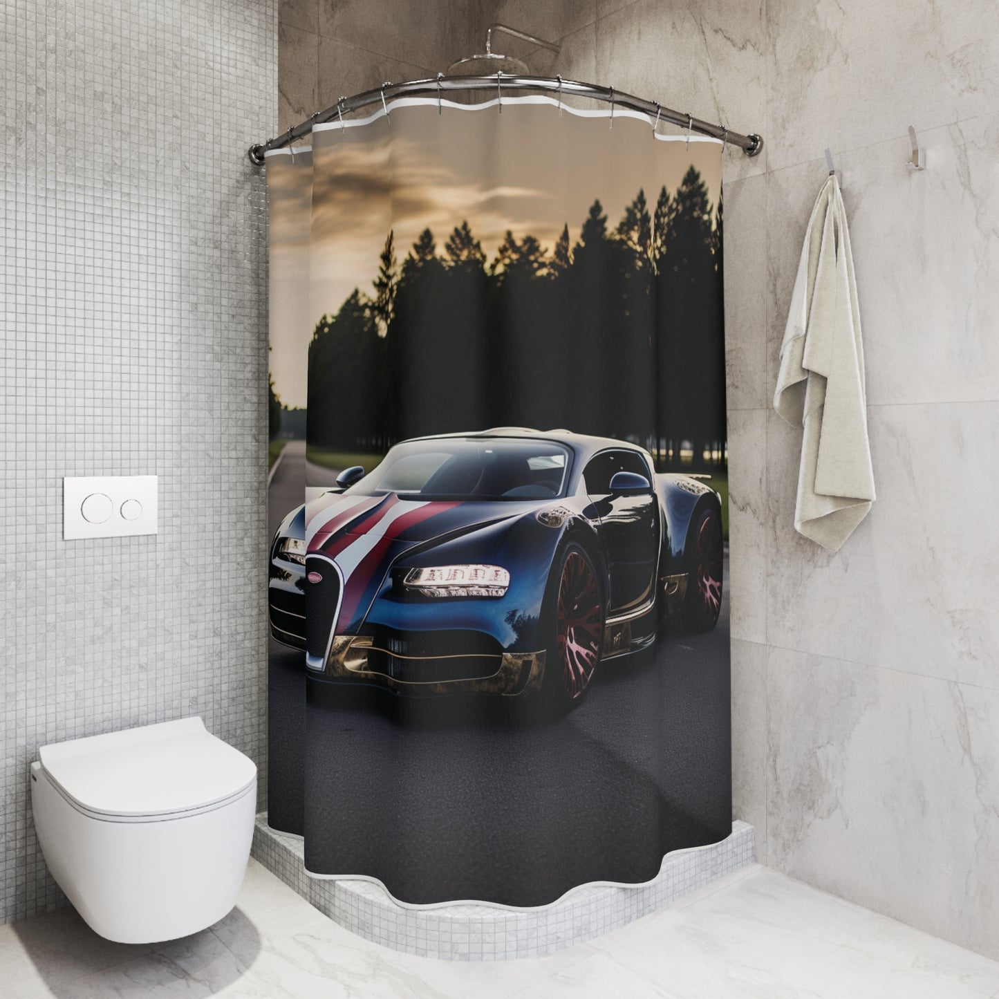 Polyester Shower Curtain Bugatti Flag American 1