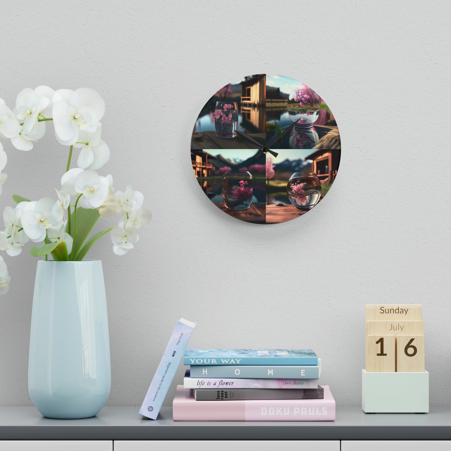 Acrylic Wall Clock Cherry Blossom 5