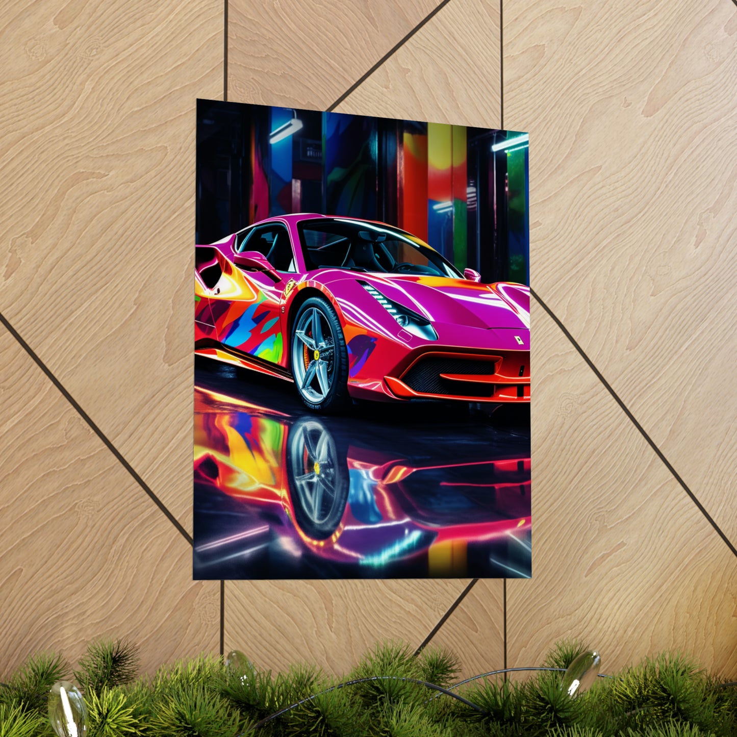 Premium Matte Vertical Posters Pink Macro Ferrari 1