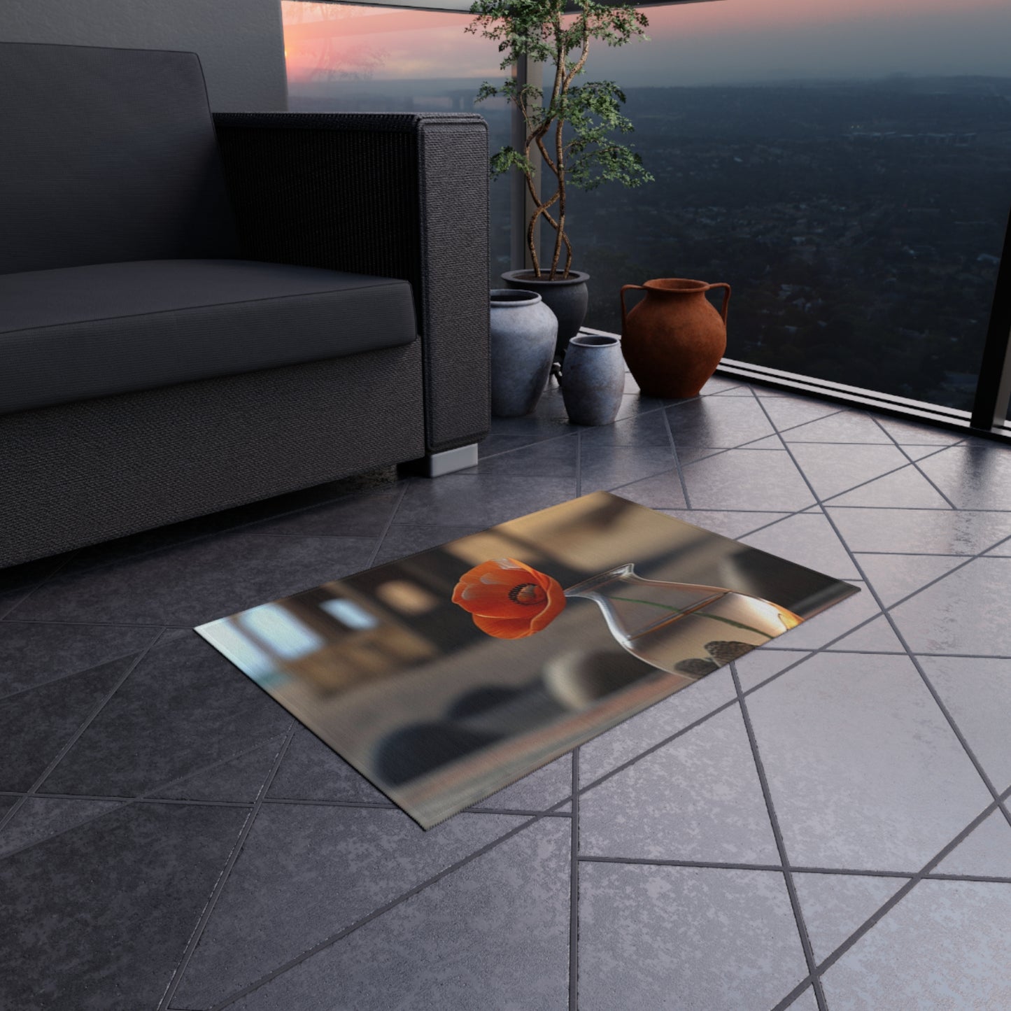 Outdoor Rug  Poppy in a Glass Vase 1