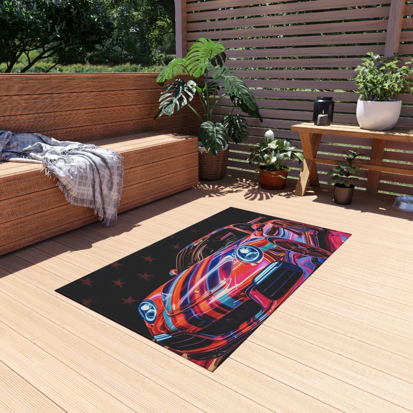 Outdoor Rug  American Flag Colored Porsche 4