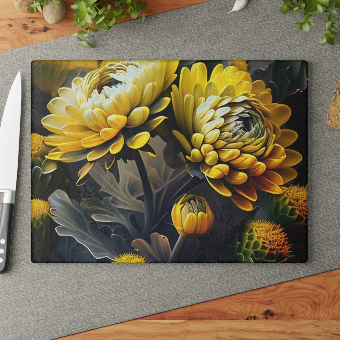 Glass Cutting Board Yellow Hermosas Flores Amarillas 2