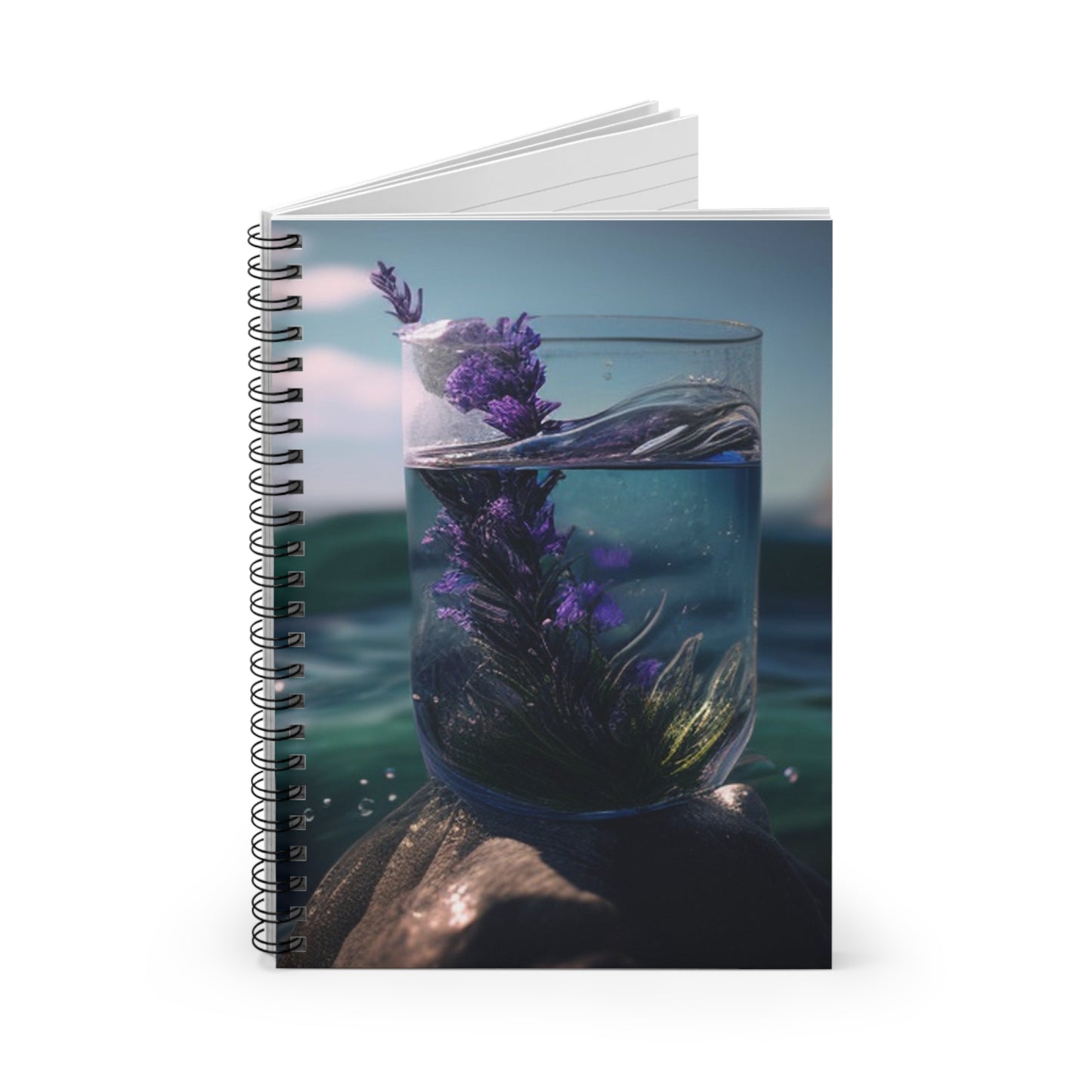 Spiral Notebook - Ruled Line Lavender in a vase 2