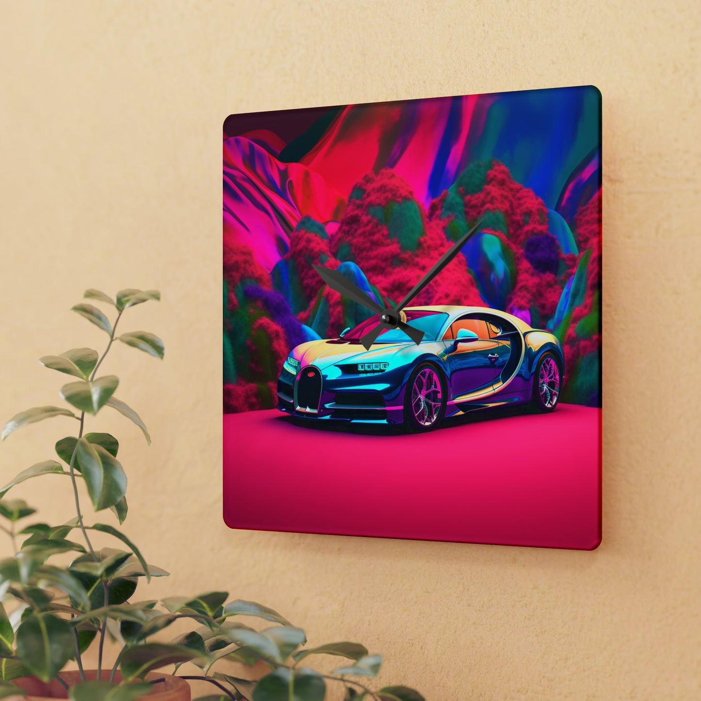 Acrylic Wall Clock Florescent Bugatti Flair 4