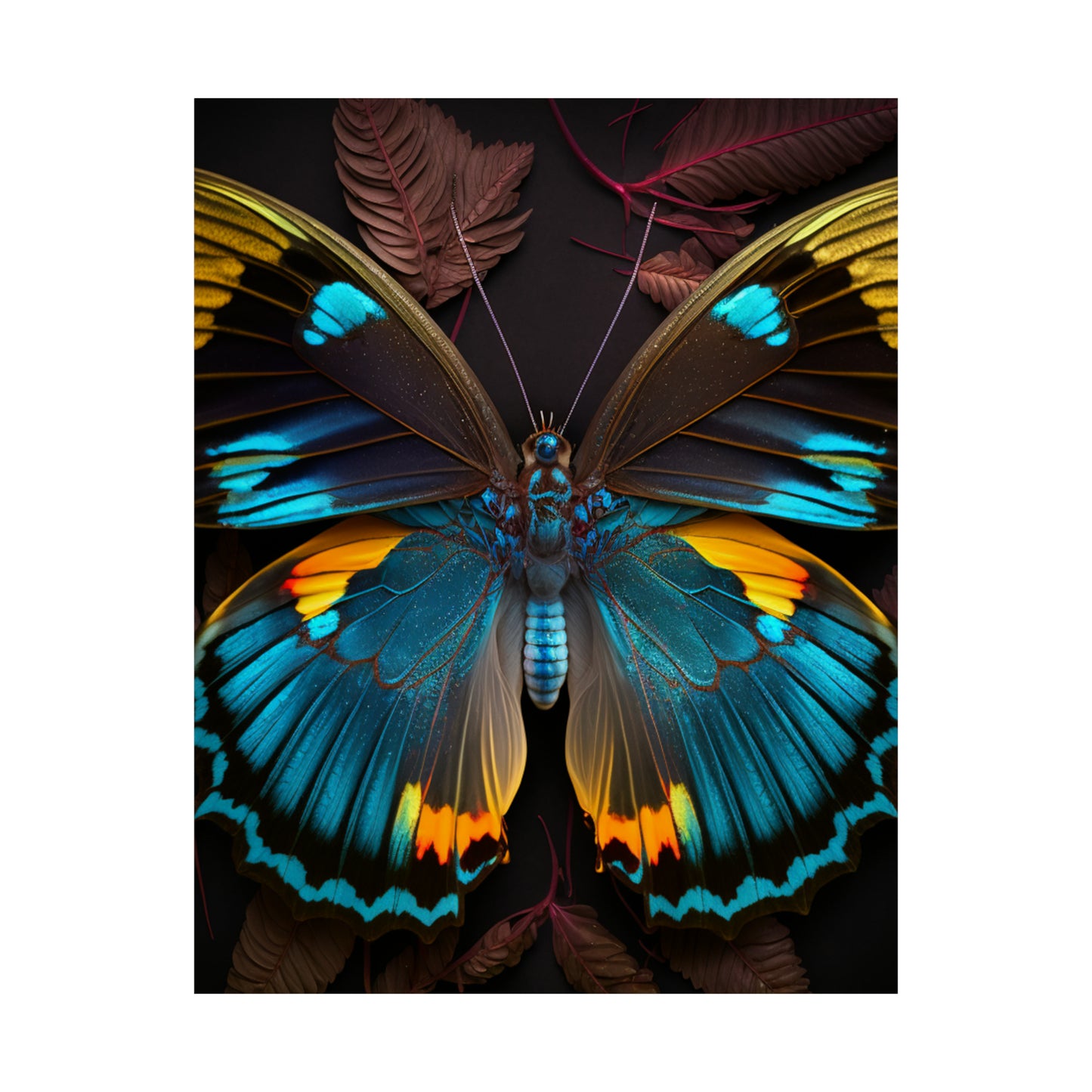 Premium Matte Vertical Posters Neon Butterfly Flair 1