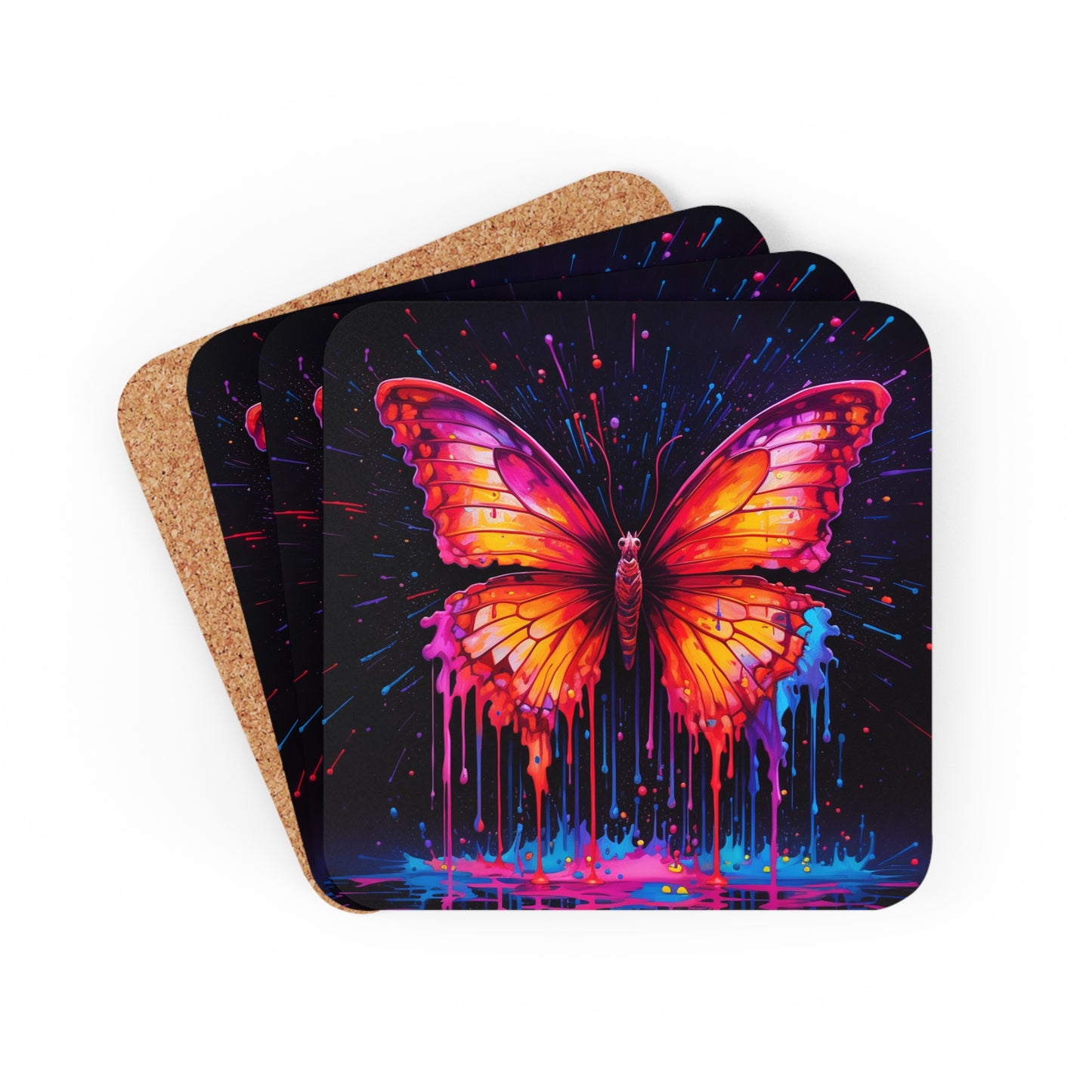 Corkwood Coaster Set Pink Butterfly Flair 4