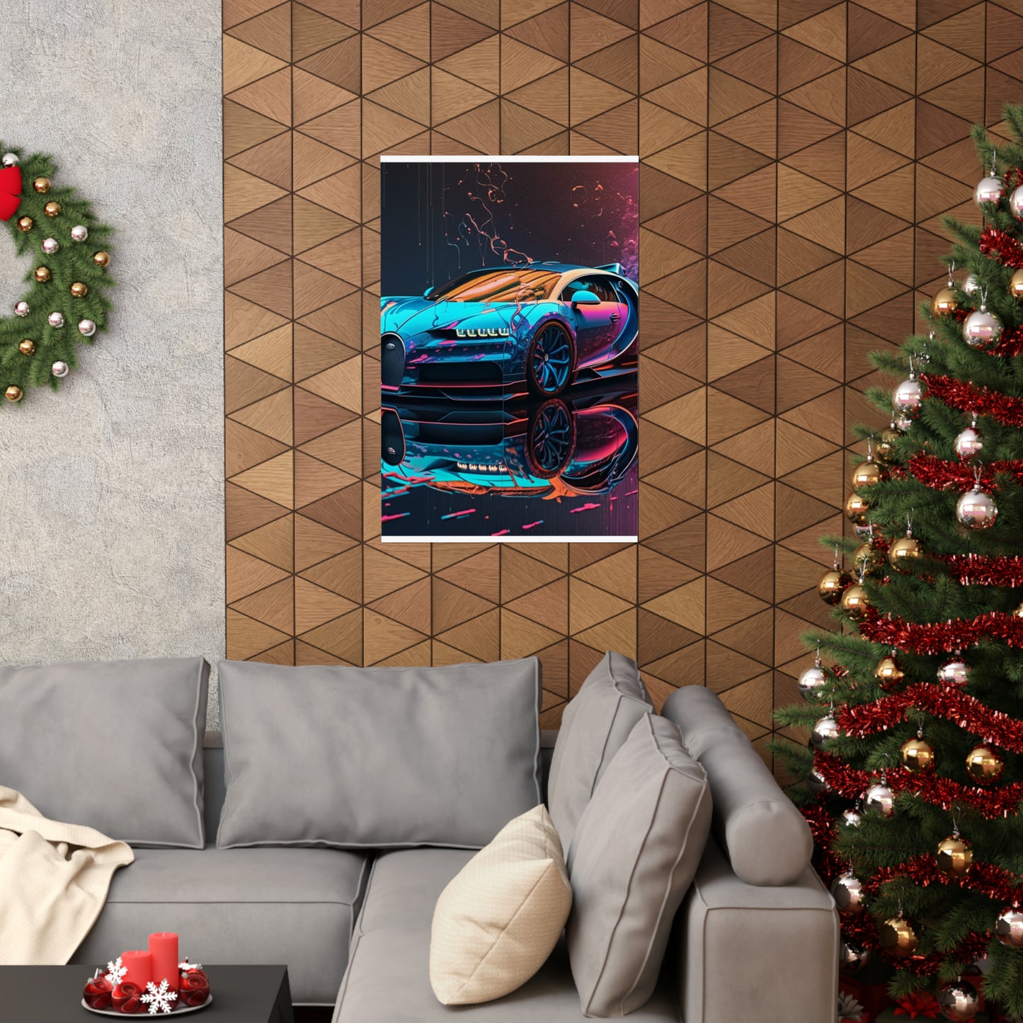 Premium Matte Vertical Posters Bugatti Neon Chiron 4