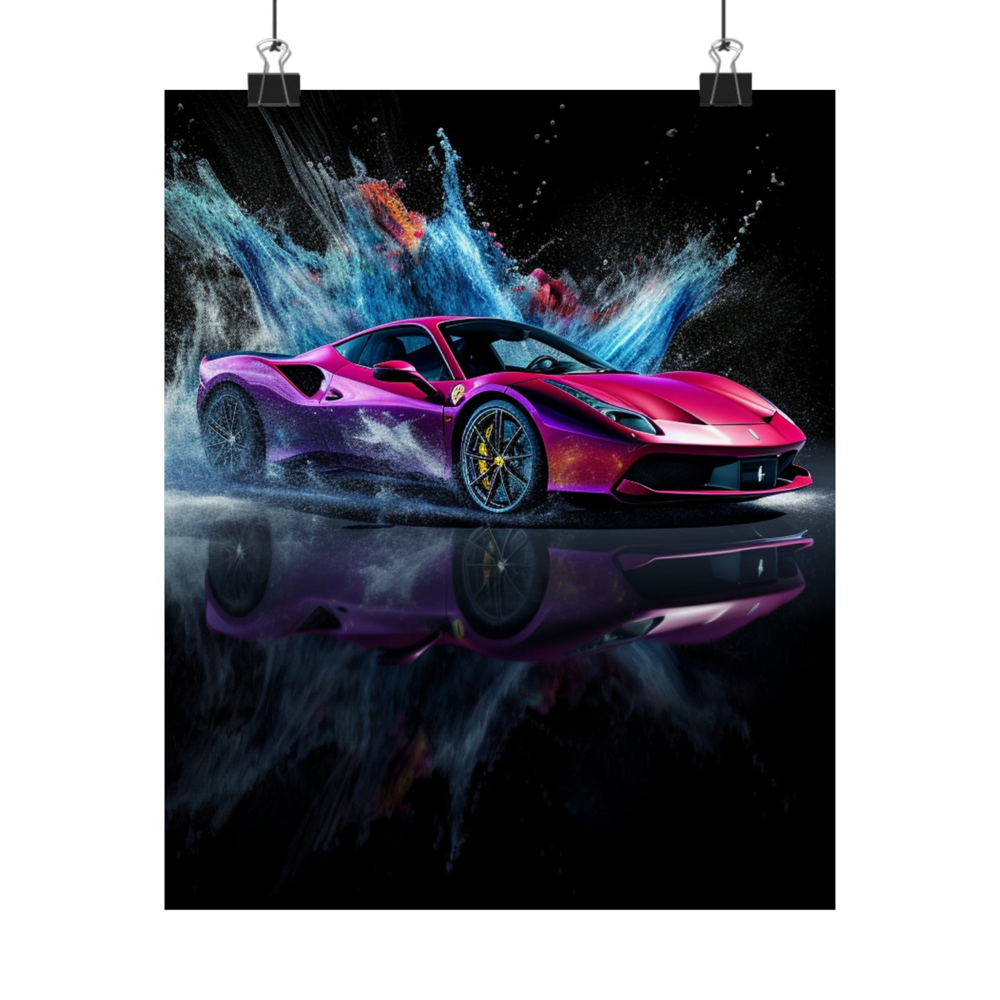 Premium Matte Vertical Posters Ferrari Water Splash 4