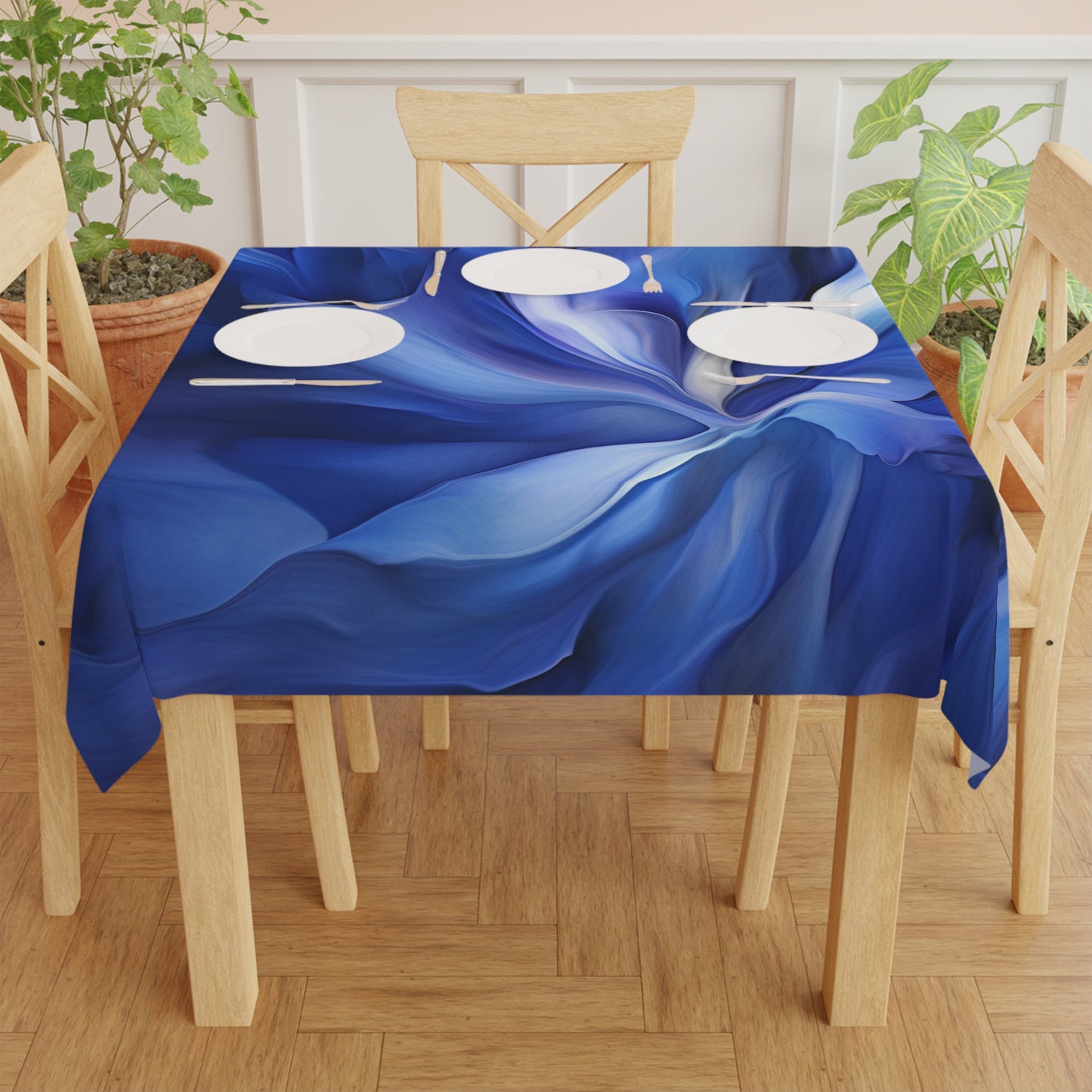 Tablecloth Abstract Blue Tulip 3