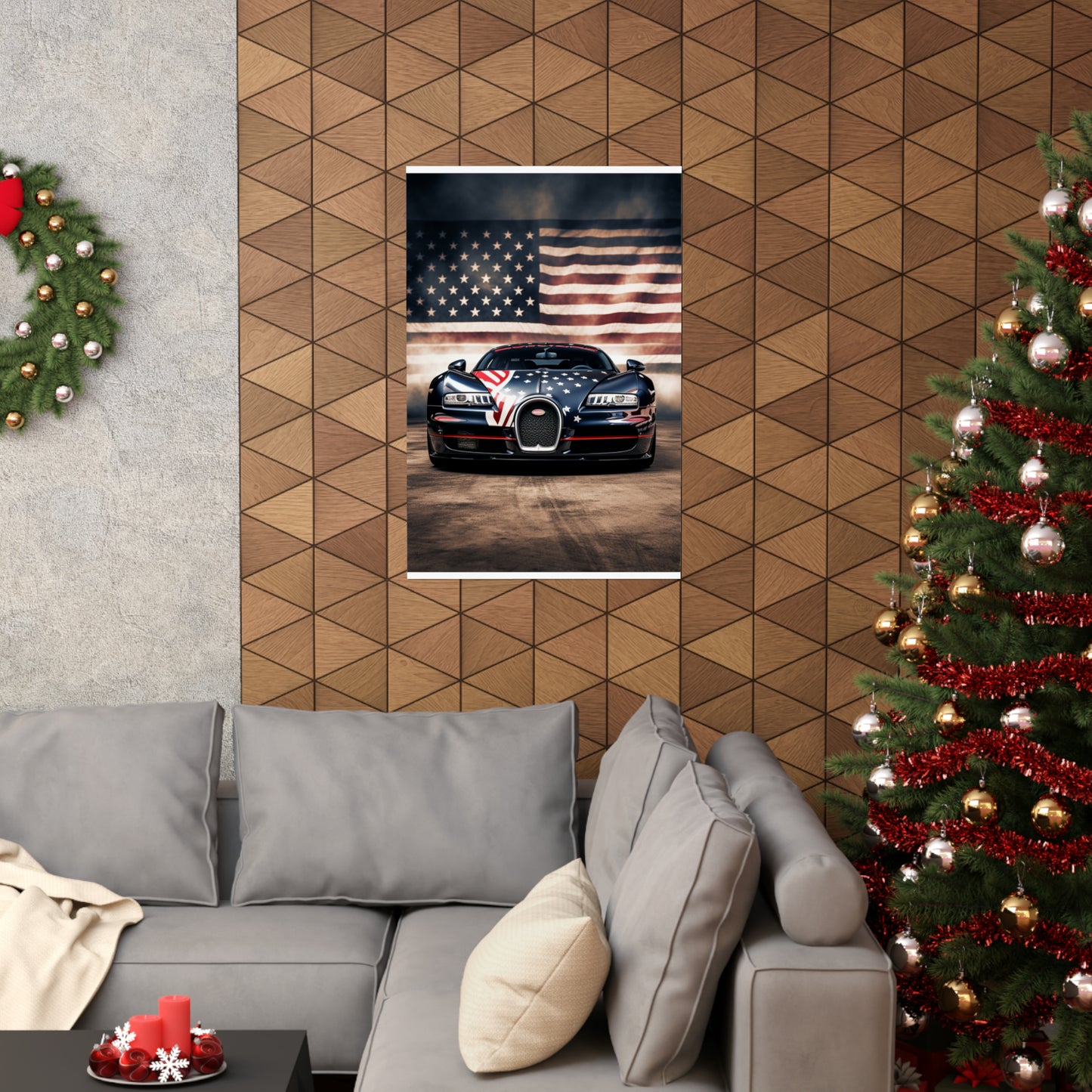 Premium Matte Vertical Posters Bugatti American Flag 2