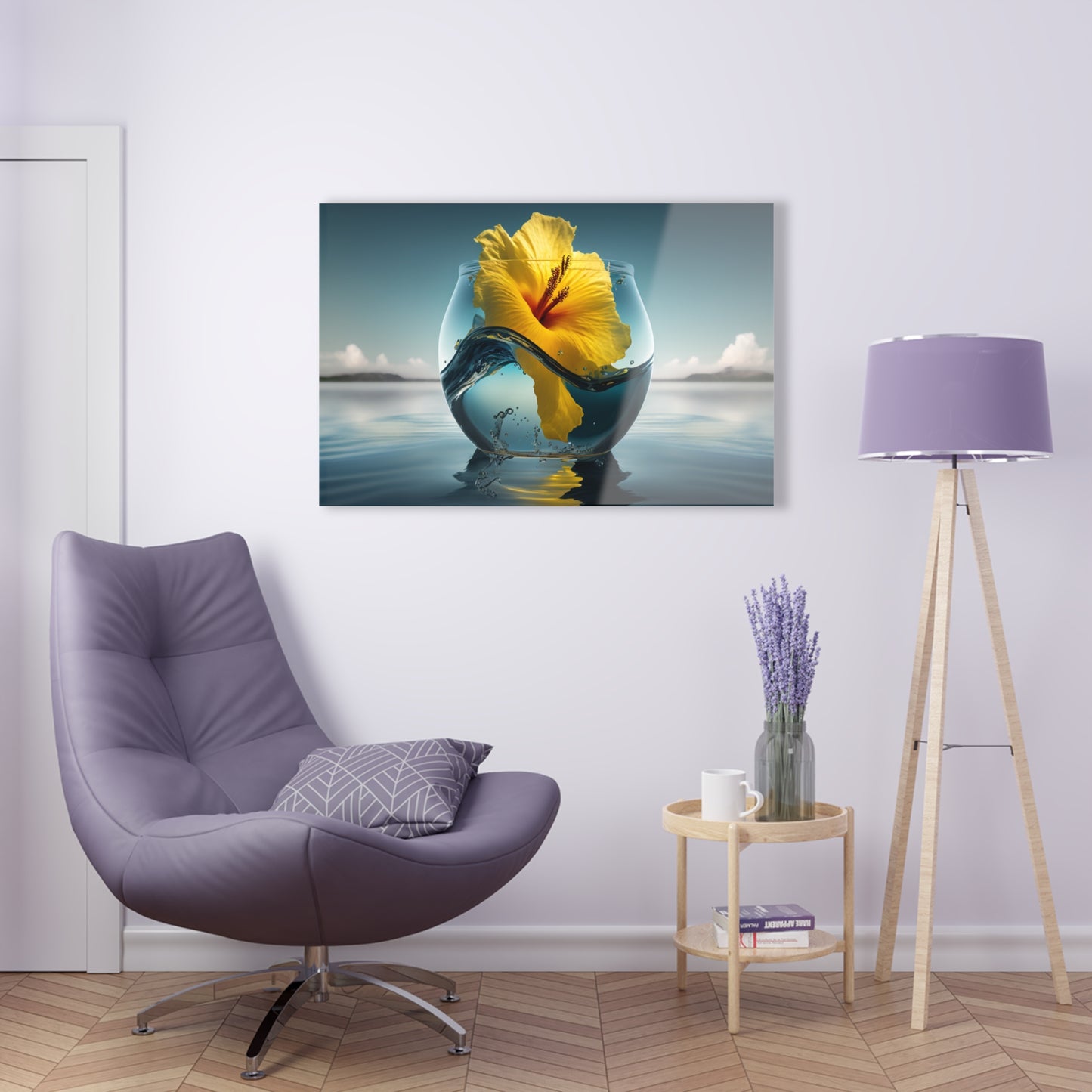 Acrylic Prints Yellow Hibiscus glass 4