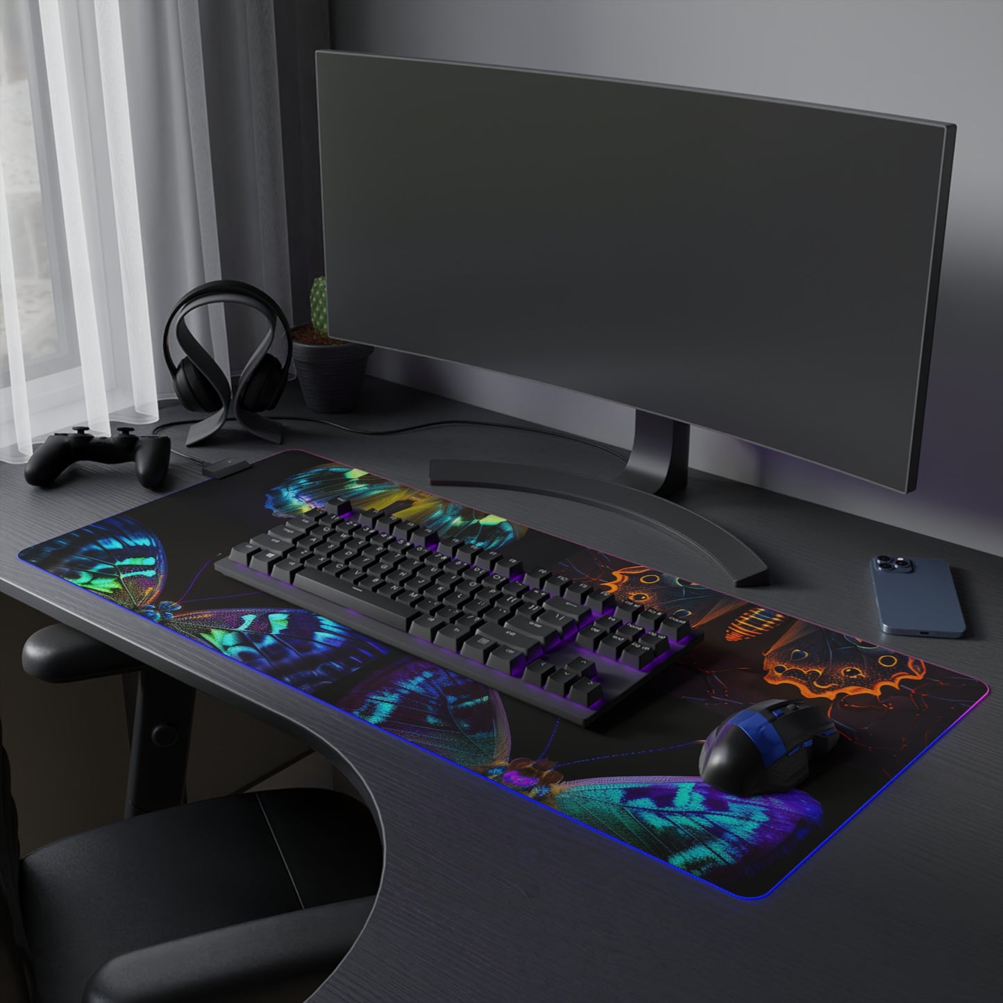 LED Gaming Mouse Pad Neon Hue Butterfly 5