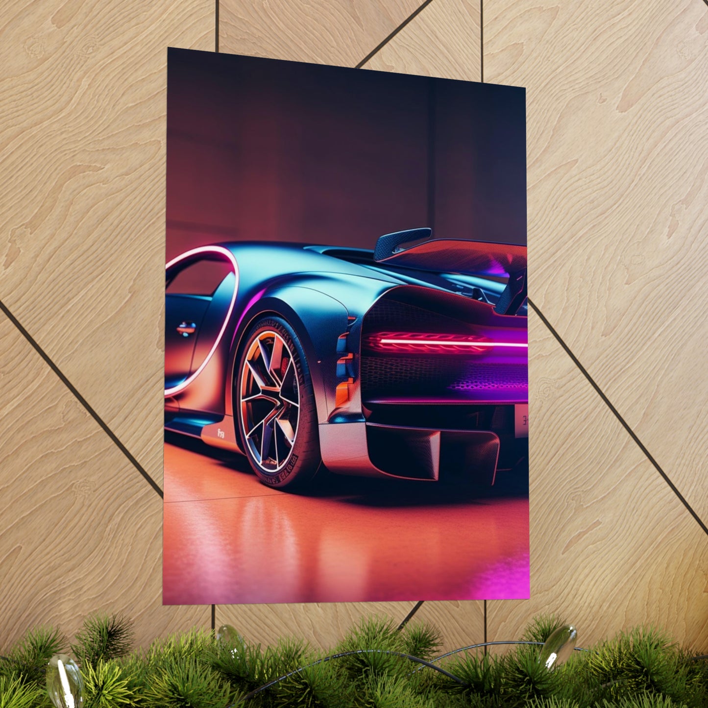 Premium Matte Vertical Posters Hyper Bugatti Neon Chiron 2