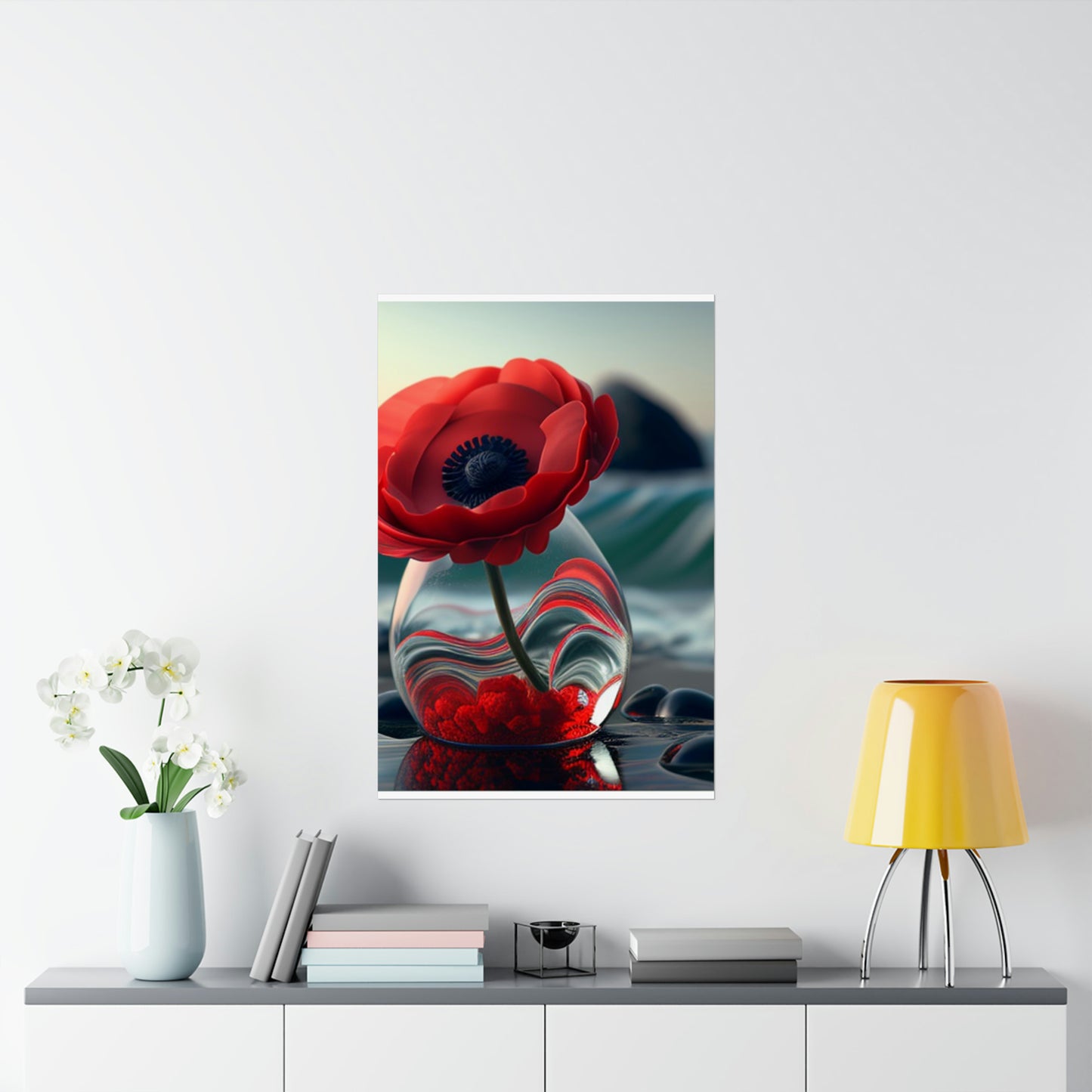 Premium Matte Vertical Posters Red Anemone in a Vase 1