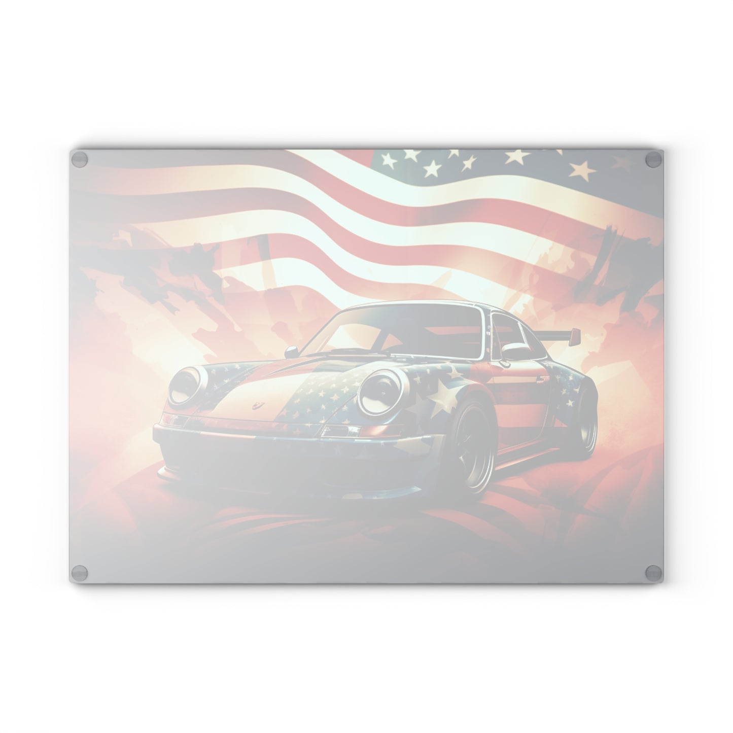 Glass Cutting Board Abstract American Flag Background Porsche 4