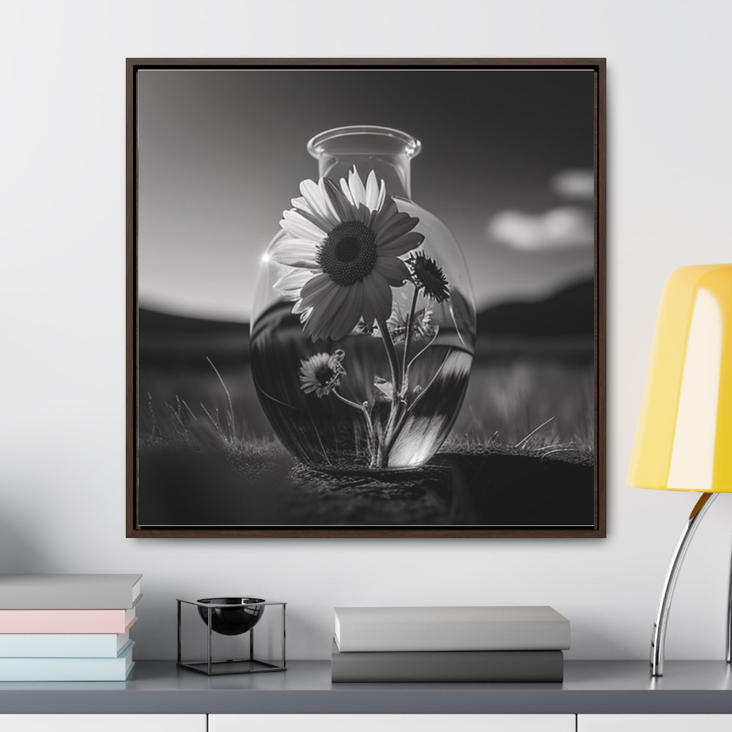 Gallery Canvas Wraps, Square Frame Yellw Sunflower in a vase 4