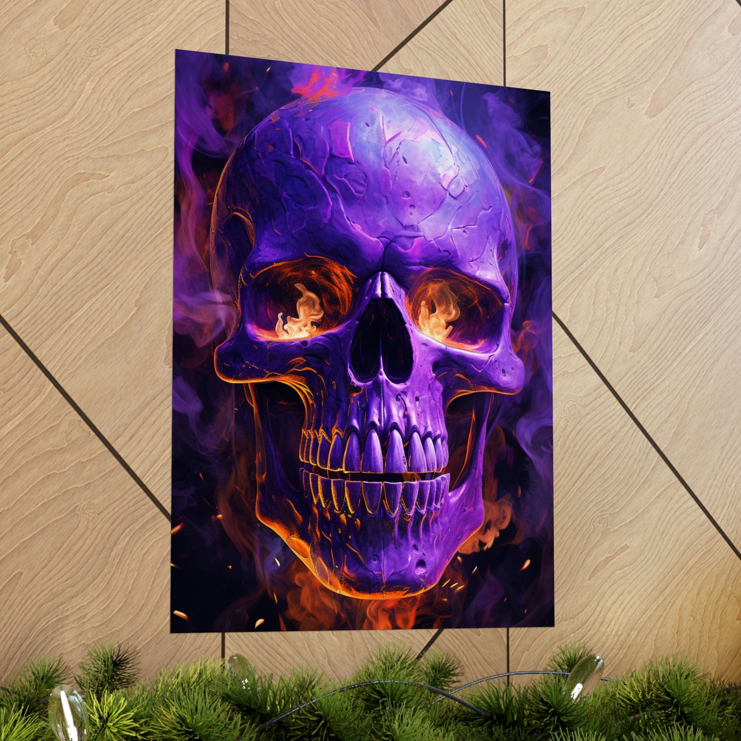 Premium Matte Vertical Posters Skull Flames 1