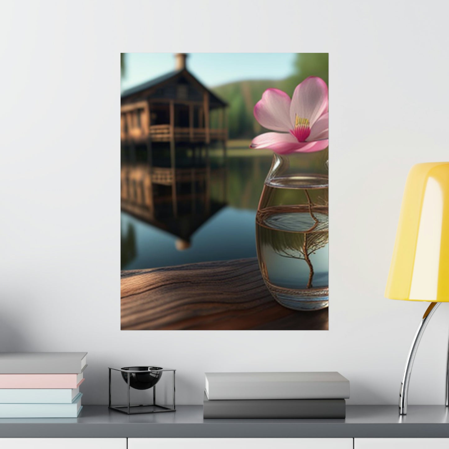 Premium Matte Vertical Posters Magnolia in a Glass vase 1