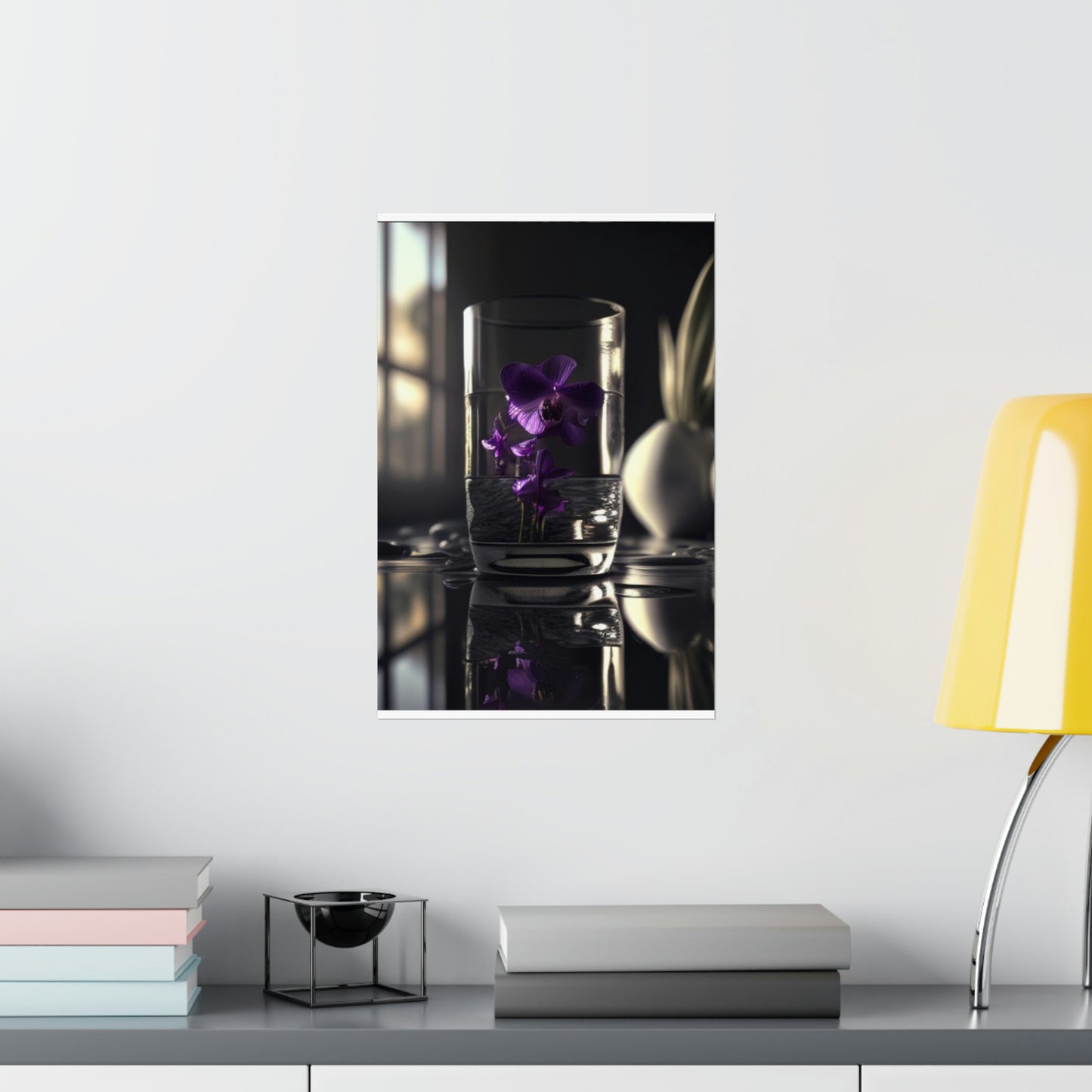 Premium Matte Vertical Posters Purple Orchid Glass vase 4