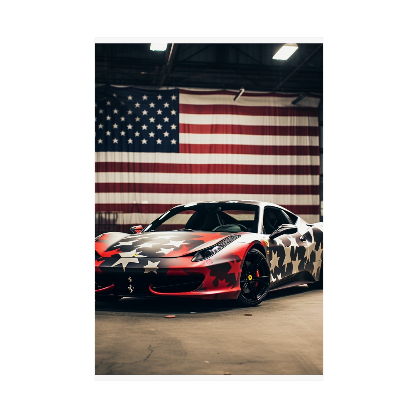 Premium Matte Vertical Posters American Flag Farrari 1