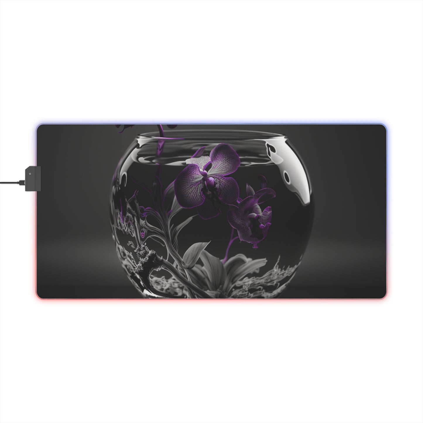 LED Gaming Mouse Pad Purple Orchid Glass vase 3