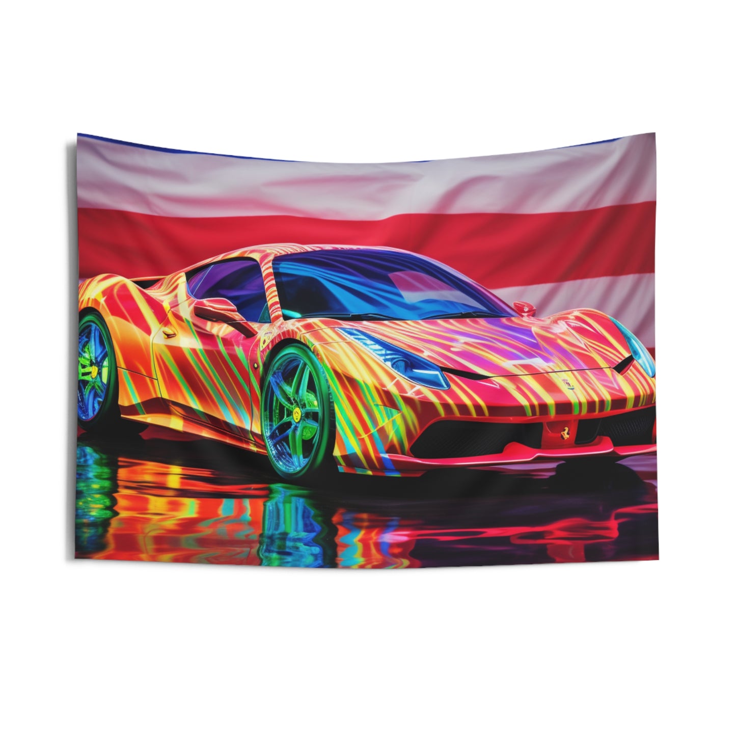 Indoor Wall Tapestries Hyper Colorfull Ferrari 4