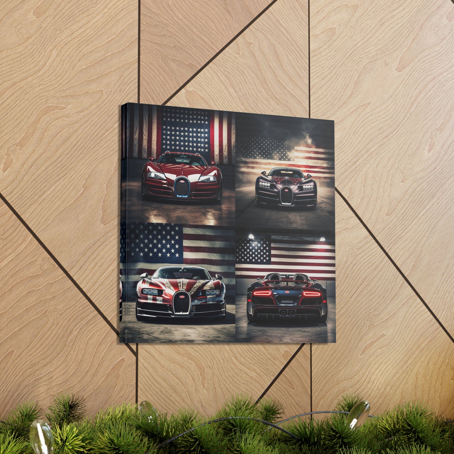 Canvas Gallery Wraps American Flag Background Bugatti 5