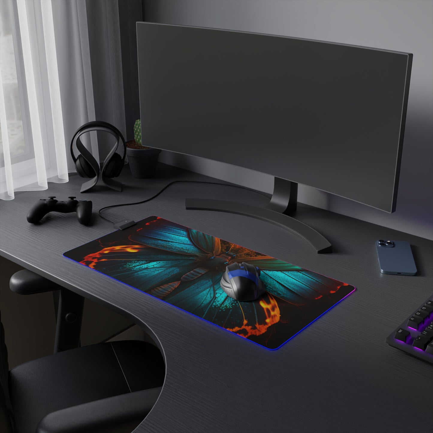 LED Gaming Mouse Pad Neon Butterfly Flair 3