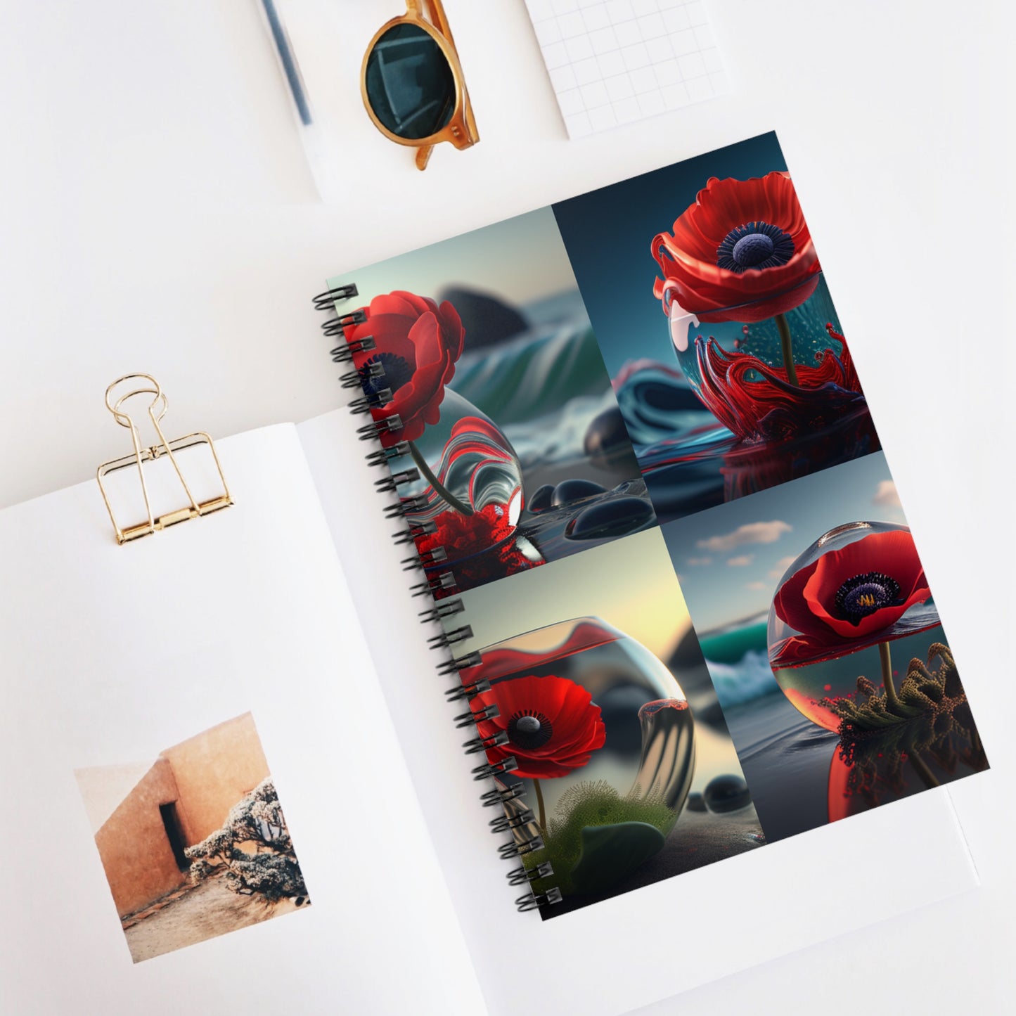 Spiral Notebook - Ruled Line Red Anemone in a Vase 5