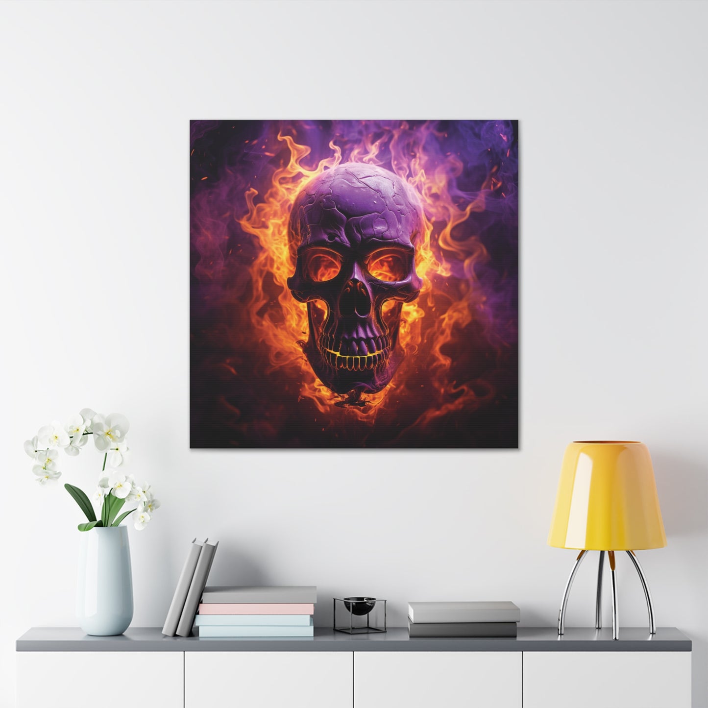 Canvas Gallery Wraps Skull Flames 3