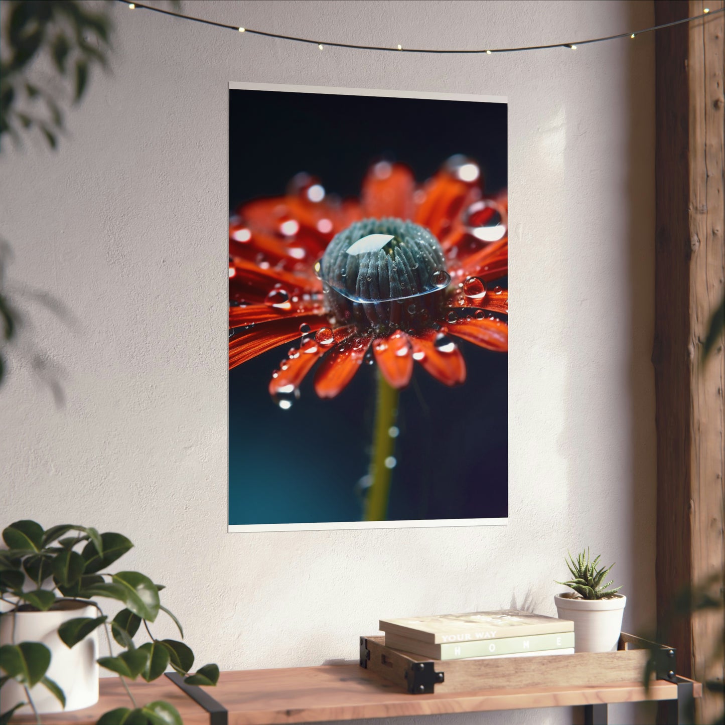 Premium Matte Vertical Posters Water drop Macro Flower 1