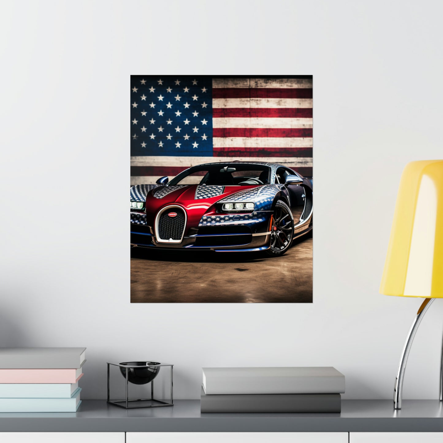 Premium Matte Vertical Posters Bugatti American Flag 1