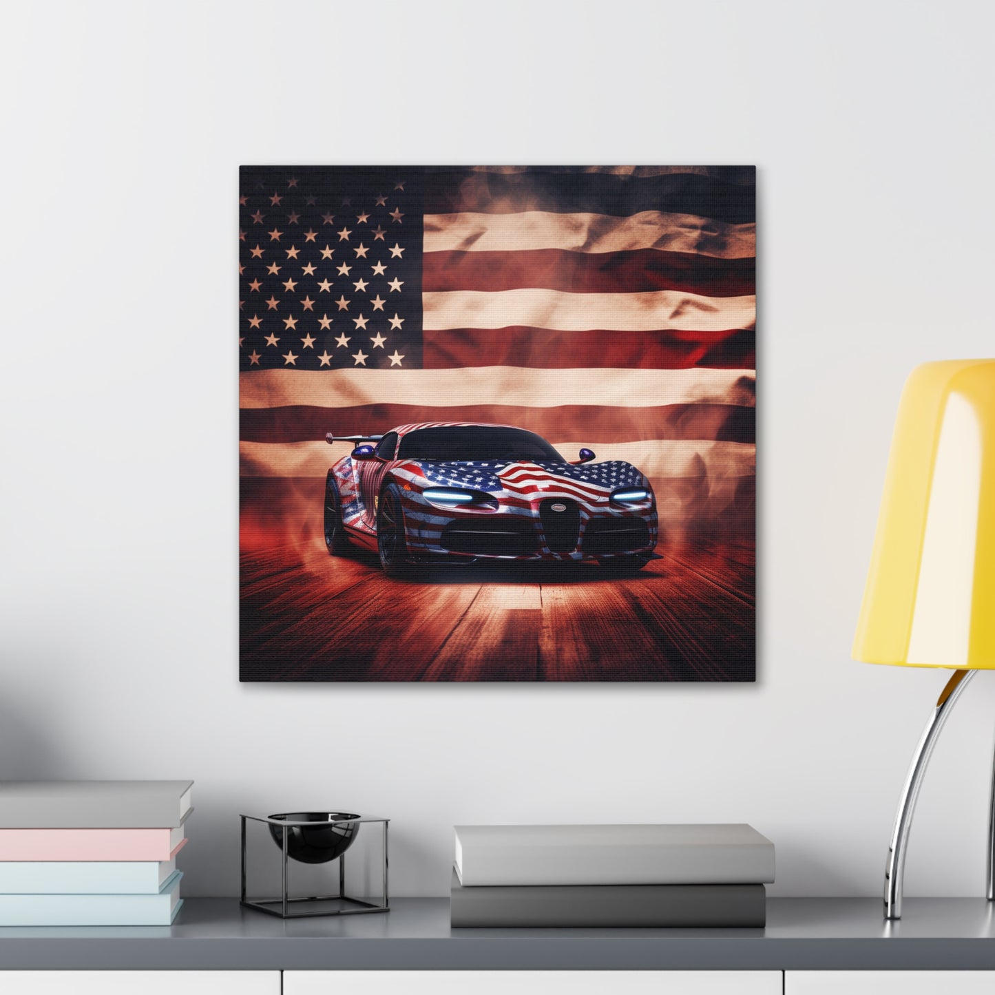 Canvas Gallery Wraps Abstract American Flag Background Bugatti 2