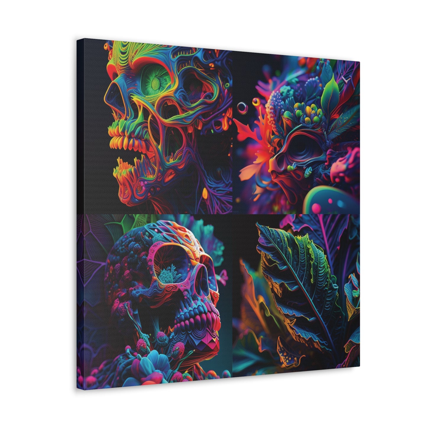 Canvas Gallery Wraps Florescent Skull Death 5