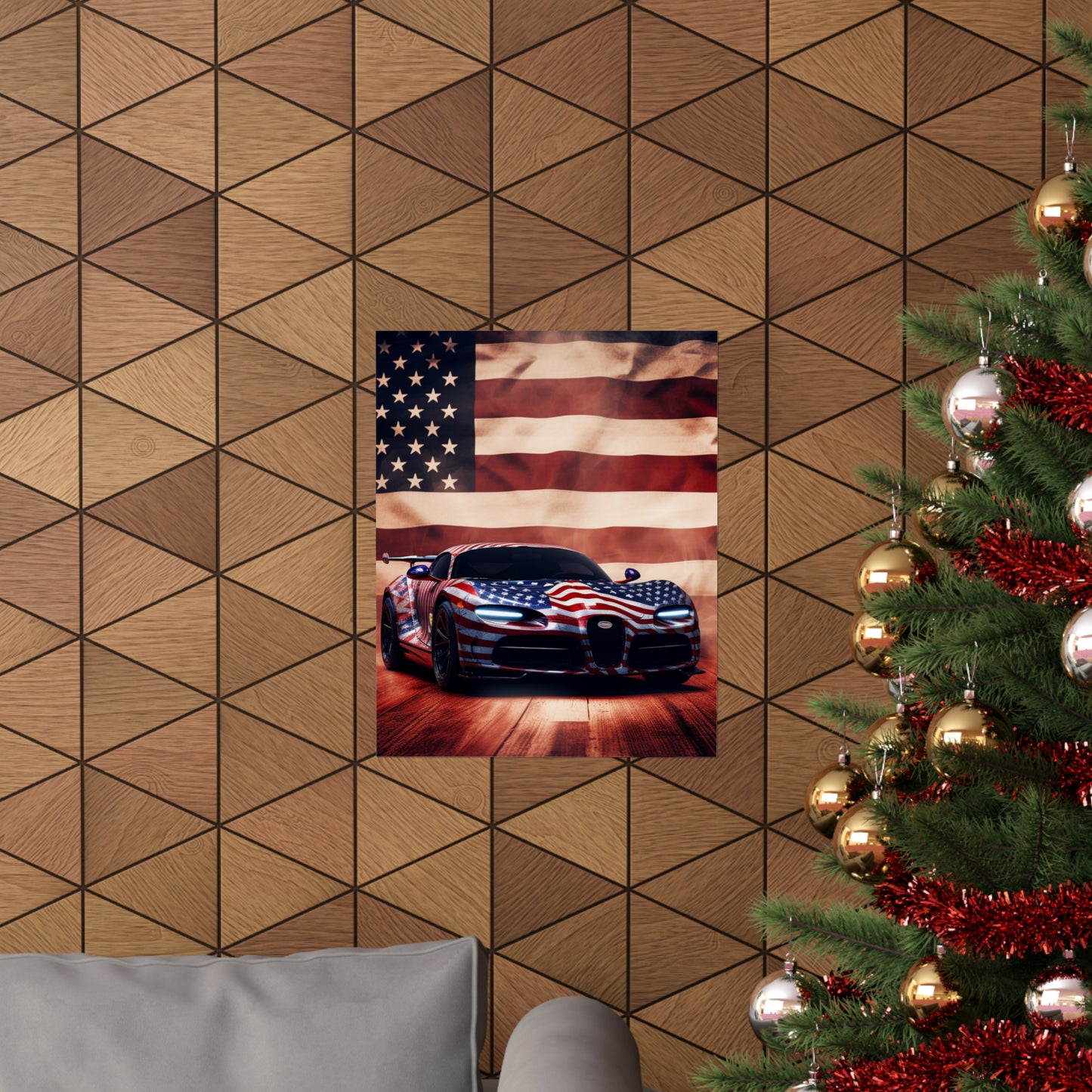 Premium Matte Vertical Posters Abstract American Flag Background Bugatti 2