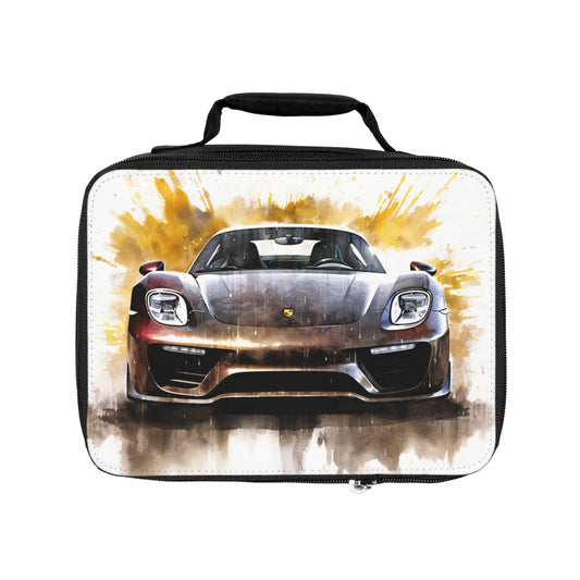 Lunch Bag 918 Spyder white background driving fast with water splashing 1