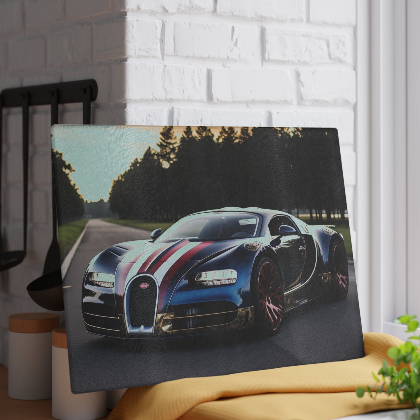 Glass Cutting Board Bugatti Flag American 1