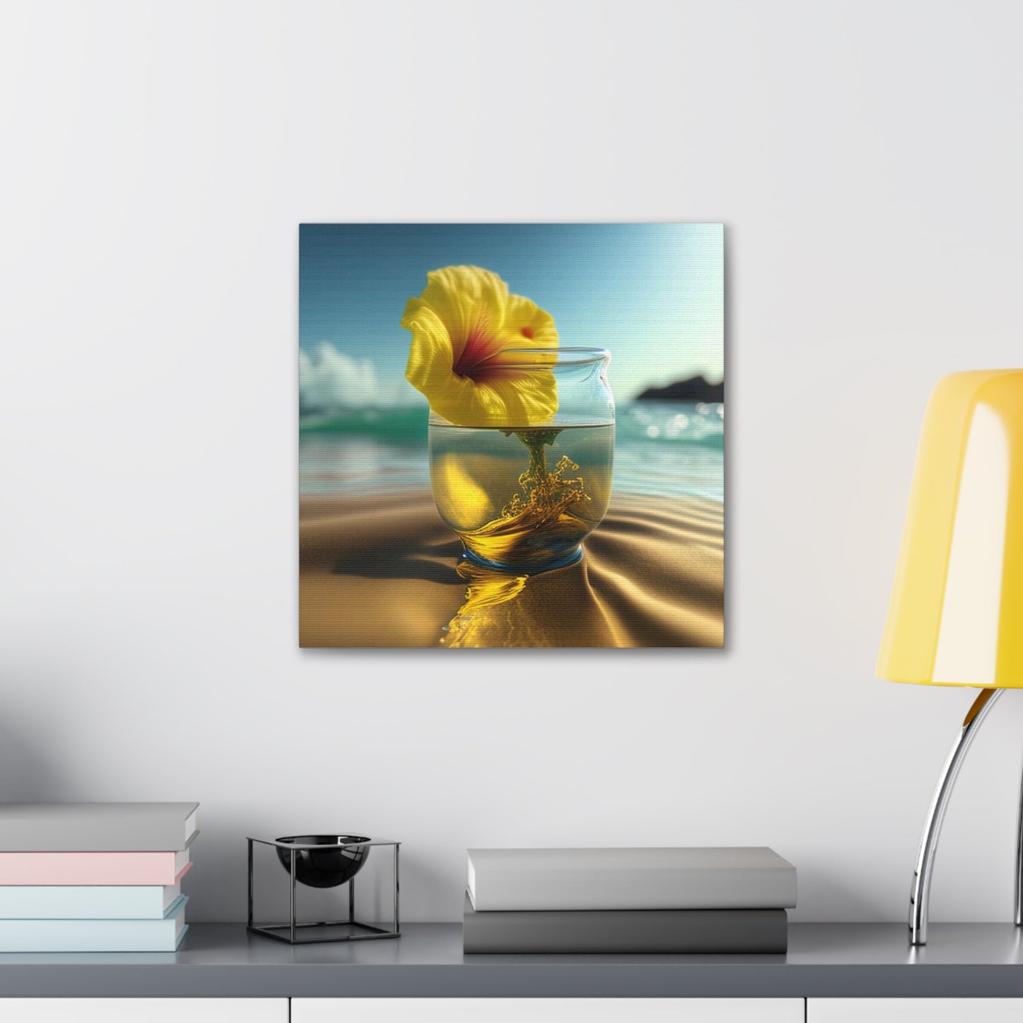 Canvas Gallery Wraps Yellow Hibiscus glass 1