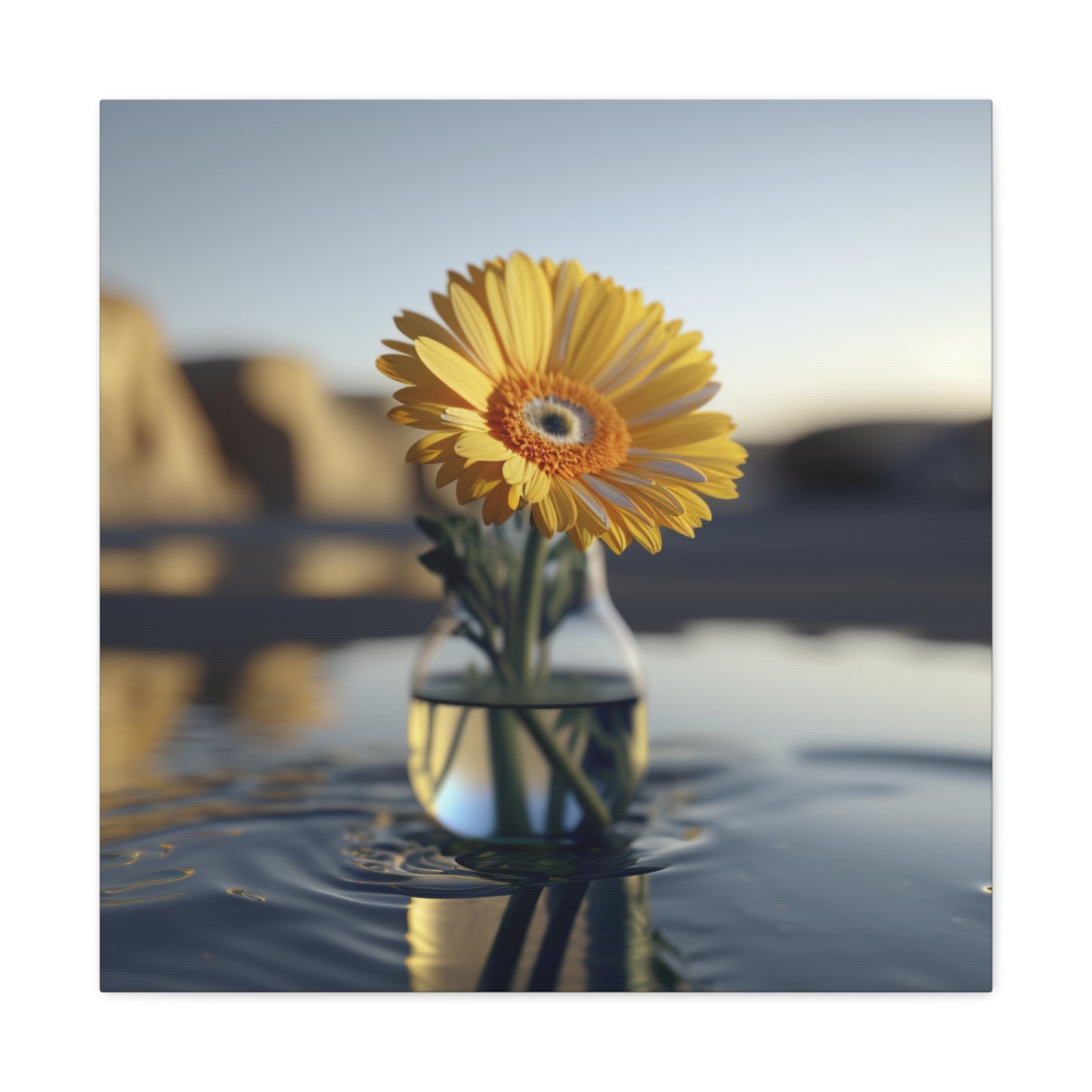 Canvas Gallery Wraps yello Gerbera glass 4