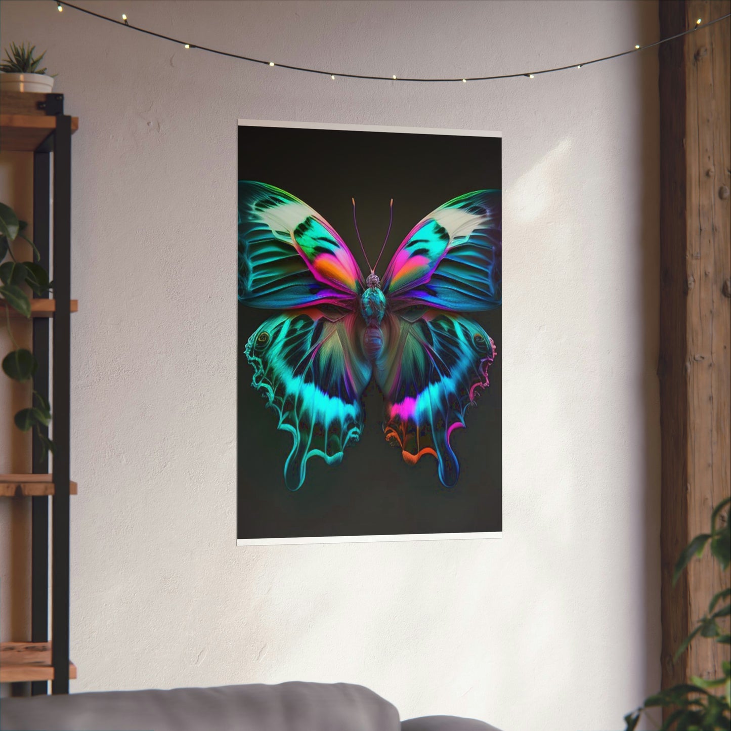 Premium Matte Vertical Posters Neon Butterfly Fusion 4