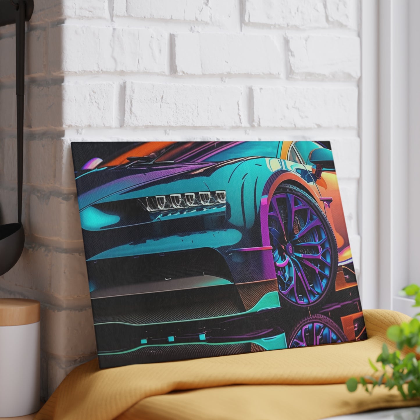 Glass Cutting Board Bugatti Neon Chiron 1