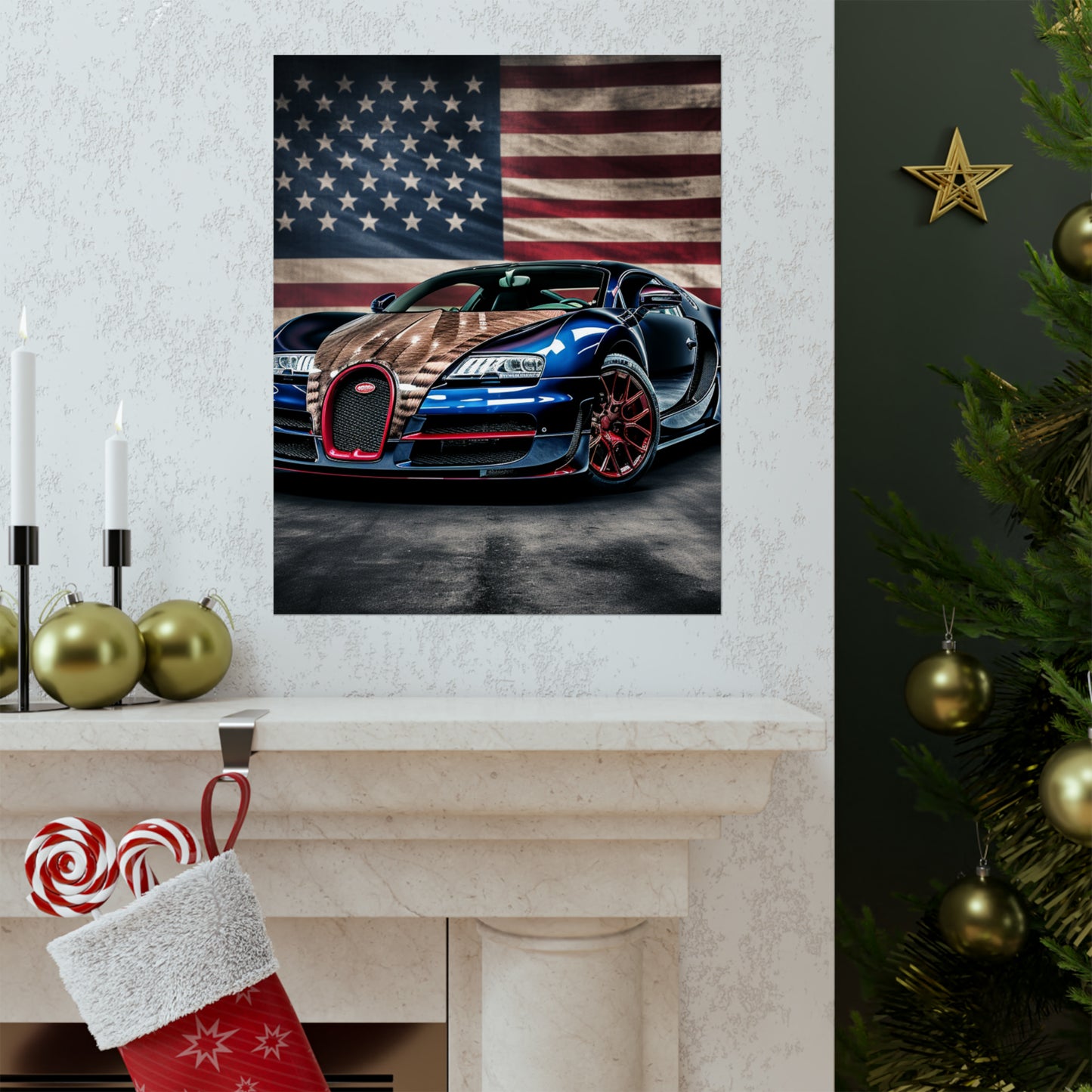 Premium Matte Vertical Posters Bugatti American Flag 4