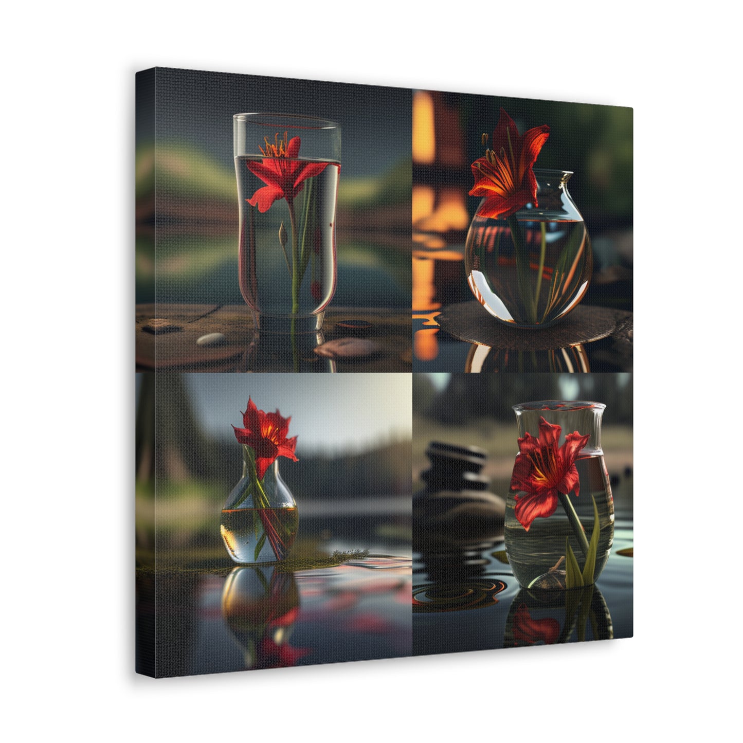 Canvas Gallery Wraps Red Lily in a Glass vase 5
