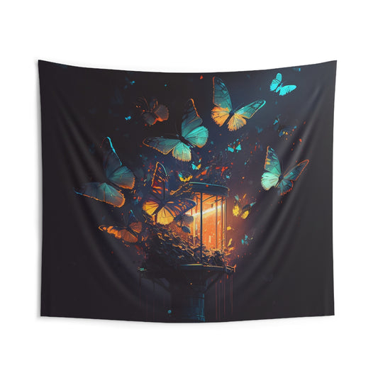 Indoor Wall Tapestries Street Light Butterfly 1