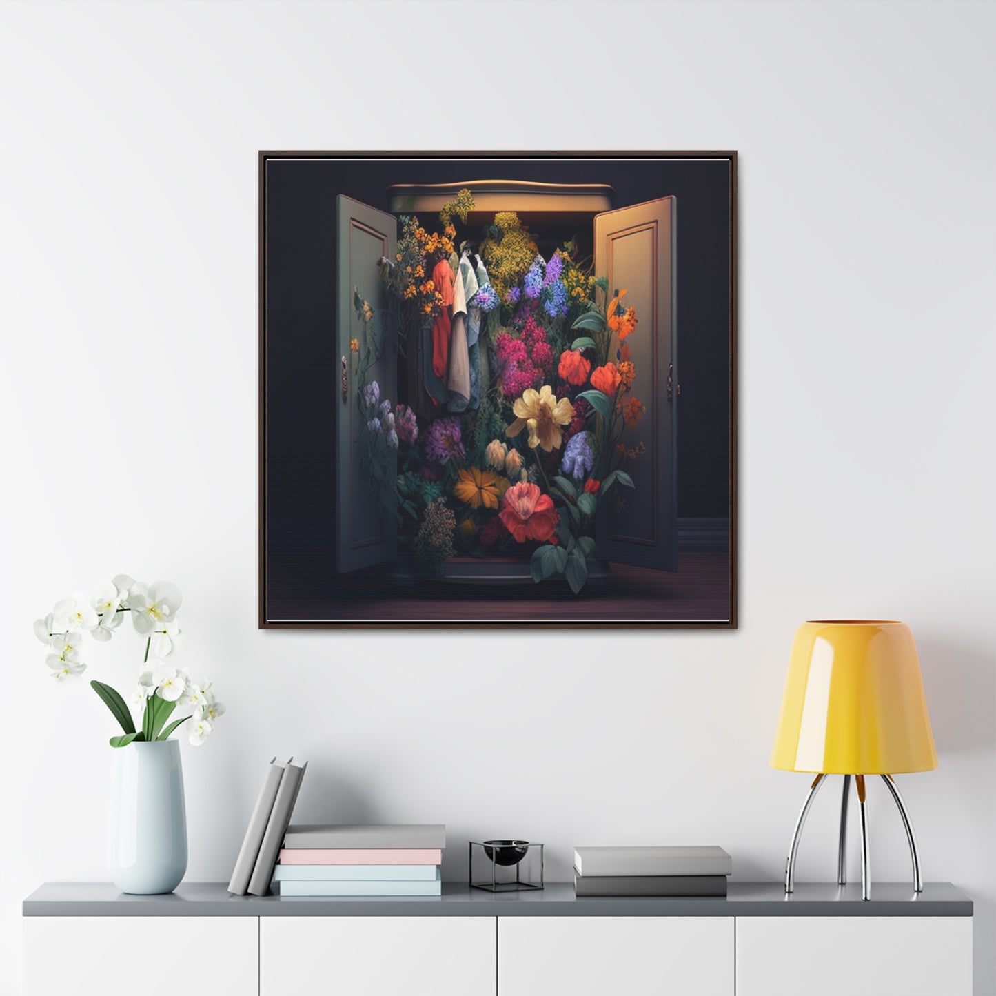Gallery Canvas Wraps, Square Frame A Wardrobe Surrounded by Flowers 4