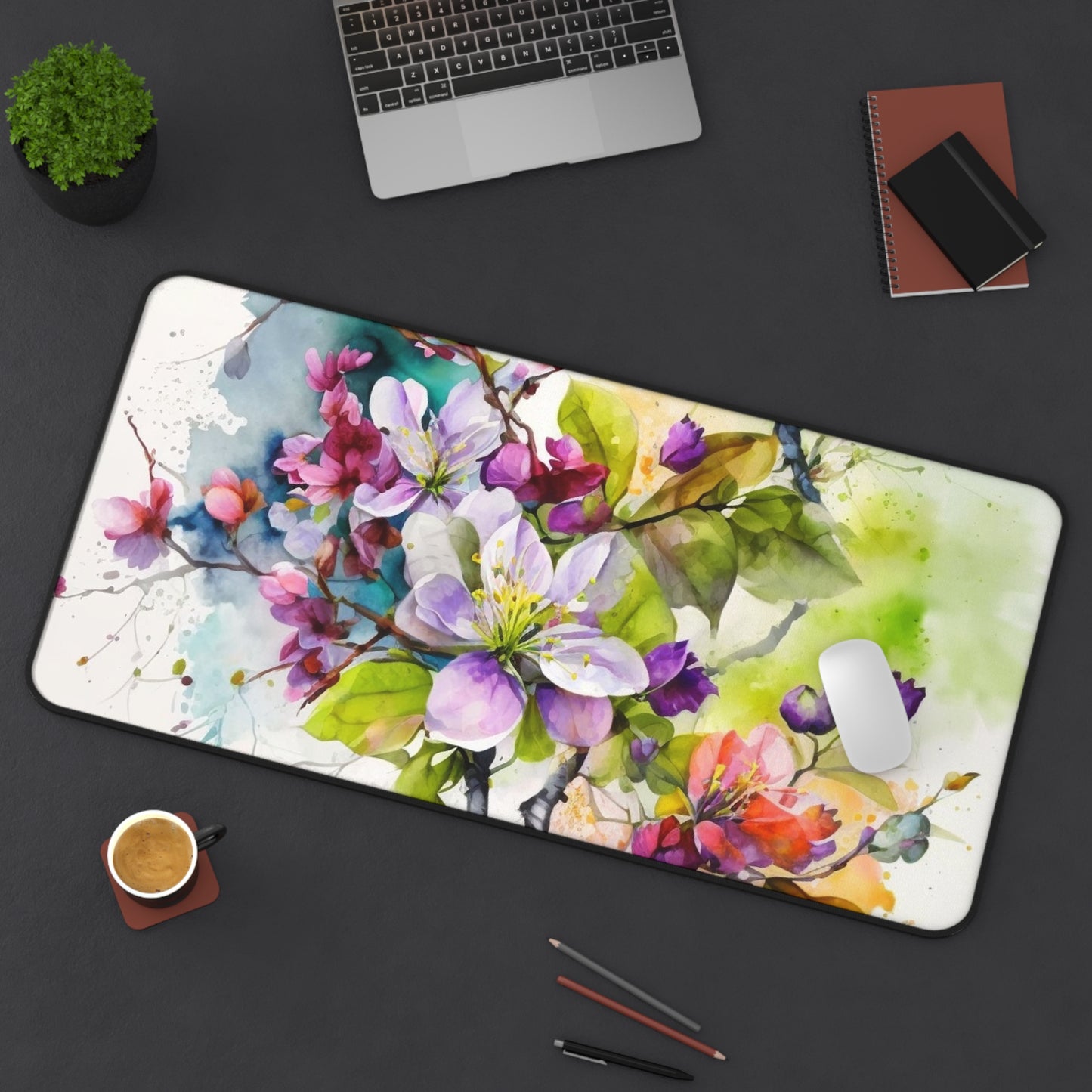 Desk Mat Mother Nature Bright Spring Colors Realistic Watercolor 4