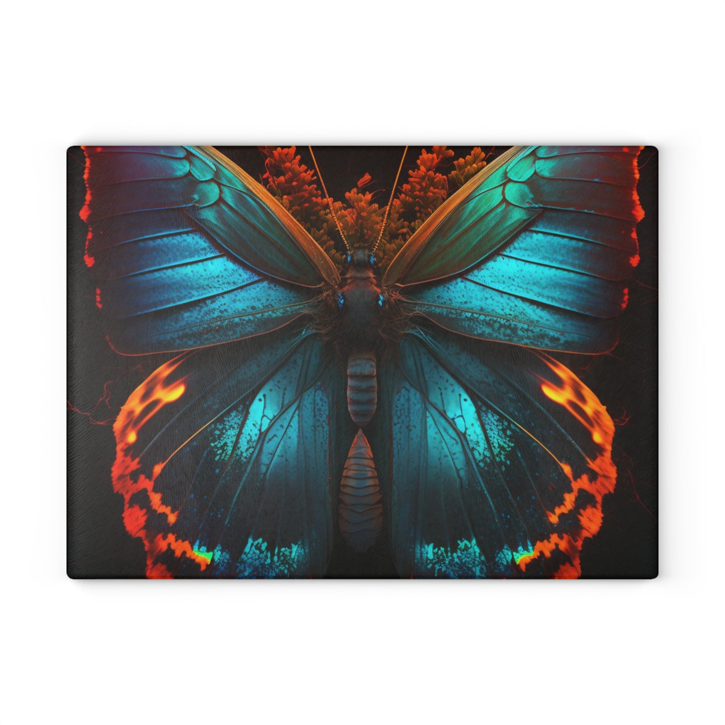 Glass Cutting Board Neon Butterfly Flair 3