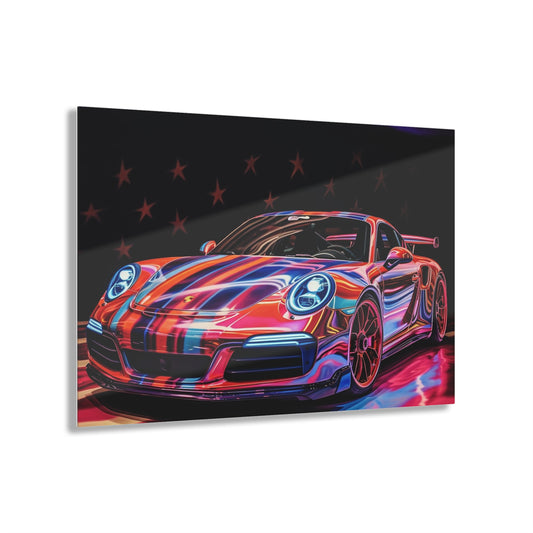 Acrylic Prints American Flag Colored Porsche 1