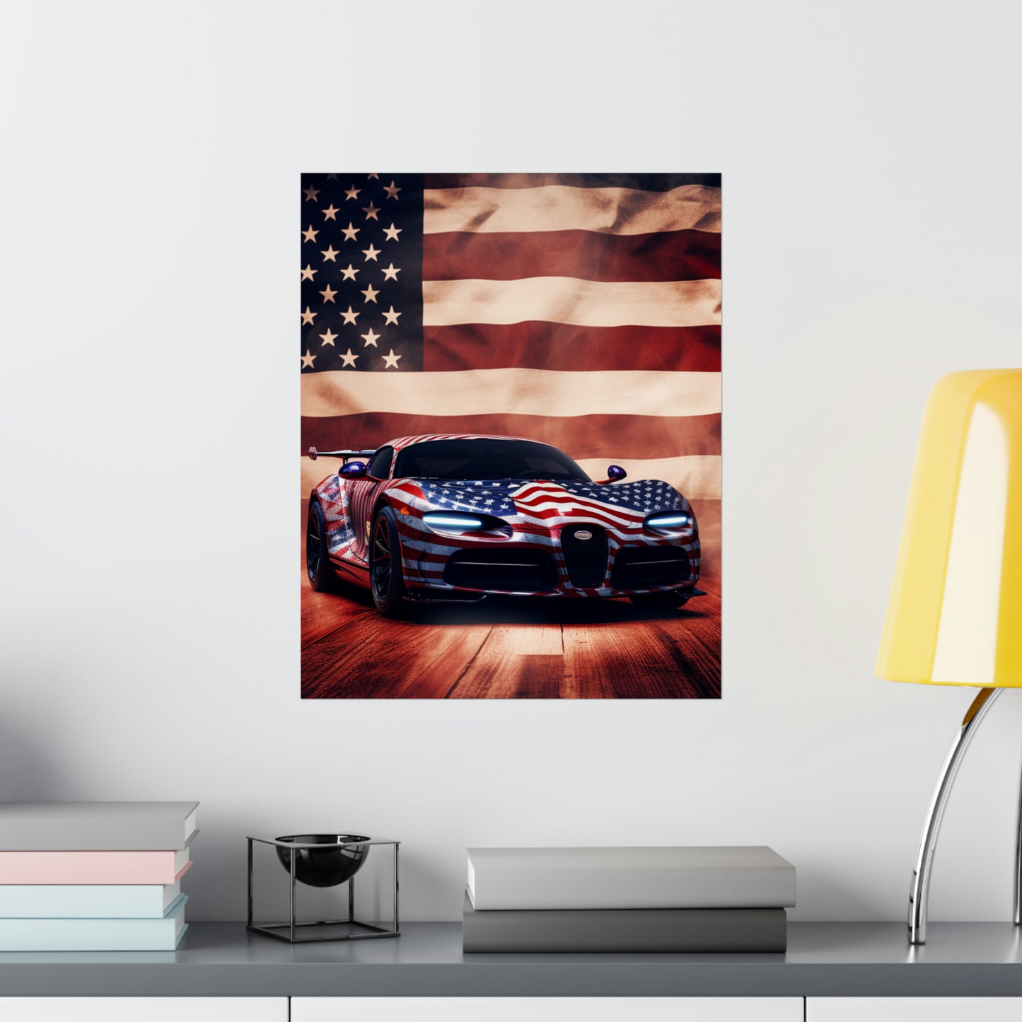 Premium Matte Vertical Posters Abstract American Flag Background Bugatti 2