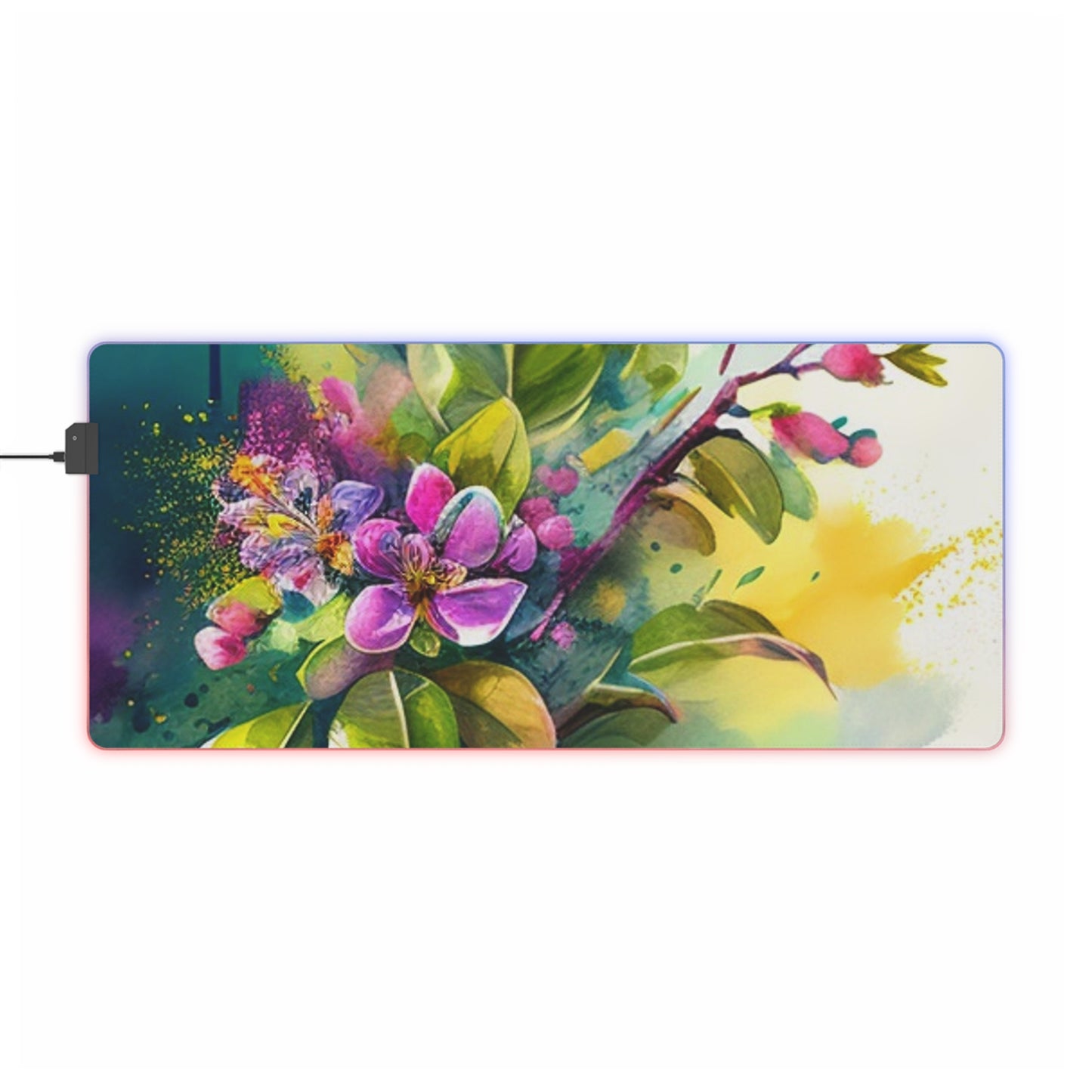 LED Gaming Mouse Pad Mother Nature Bright Spring Colors Realistic Watercolor 1